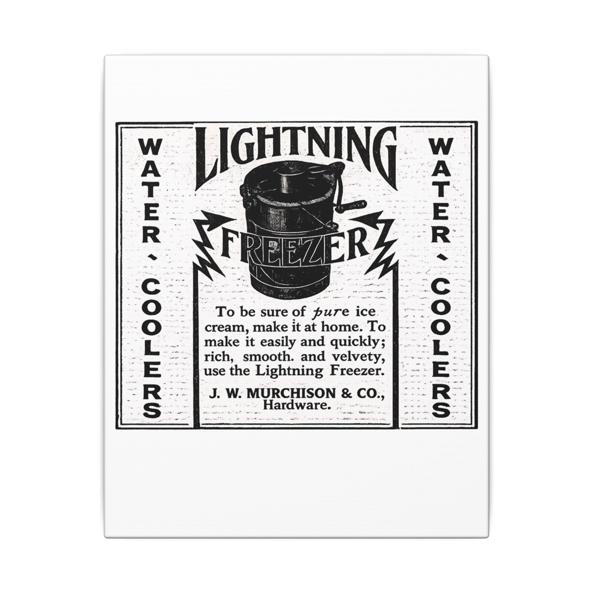 Lightning Freezer — Vintage NC Newspaper Ad Canvas Print
