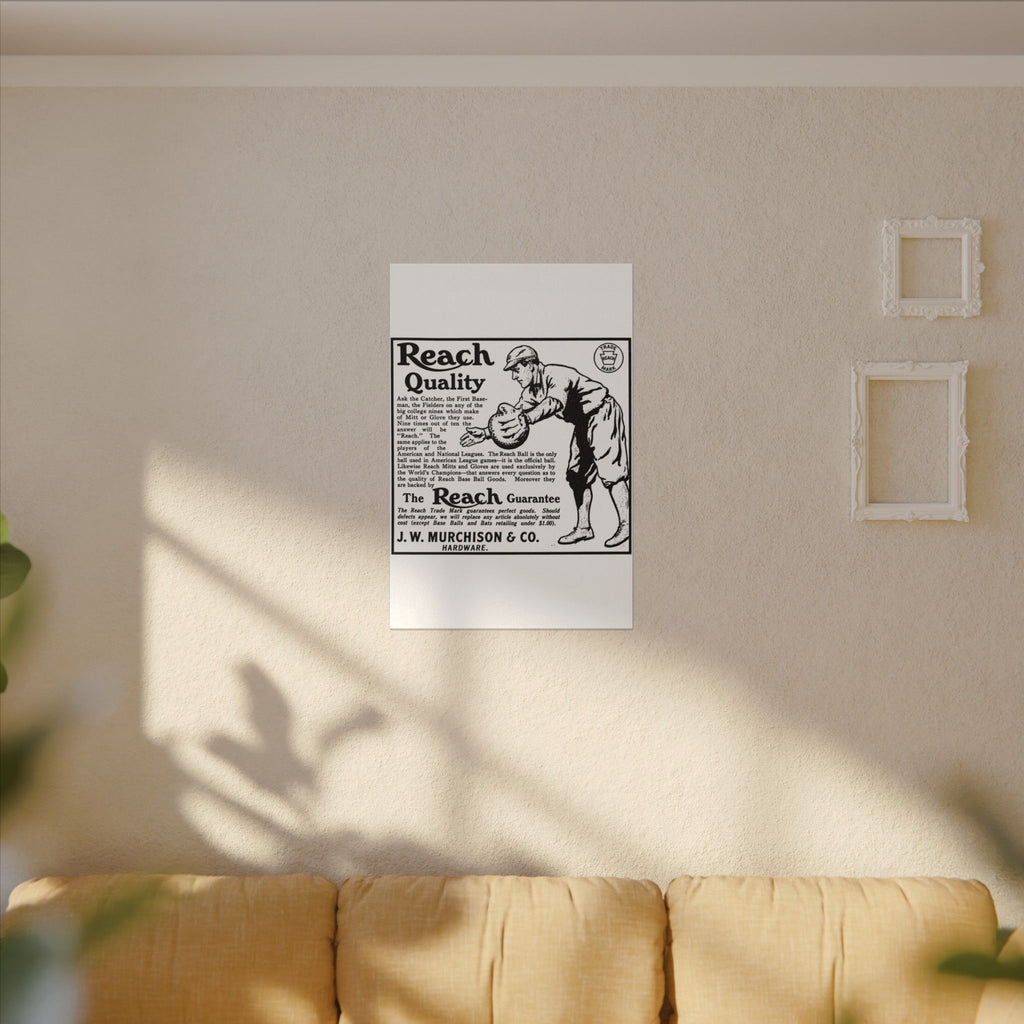 Reach Baseball Equipment — Vintage NC Newspaper Ad Canvas Print