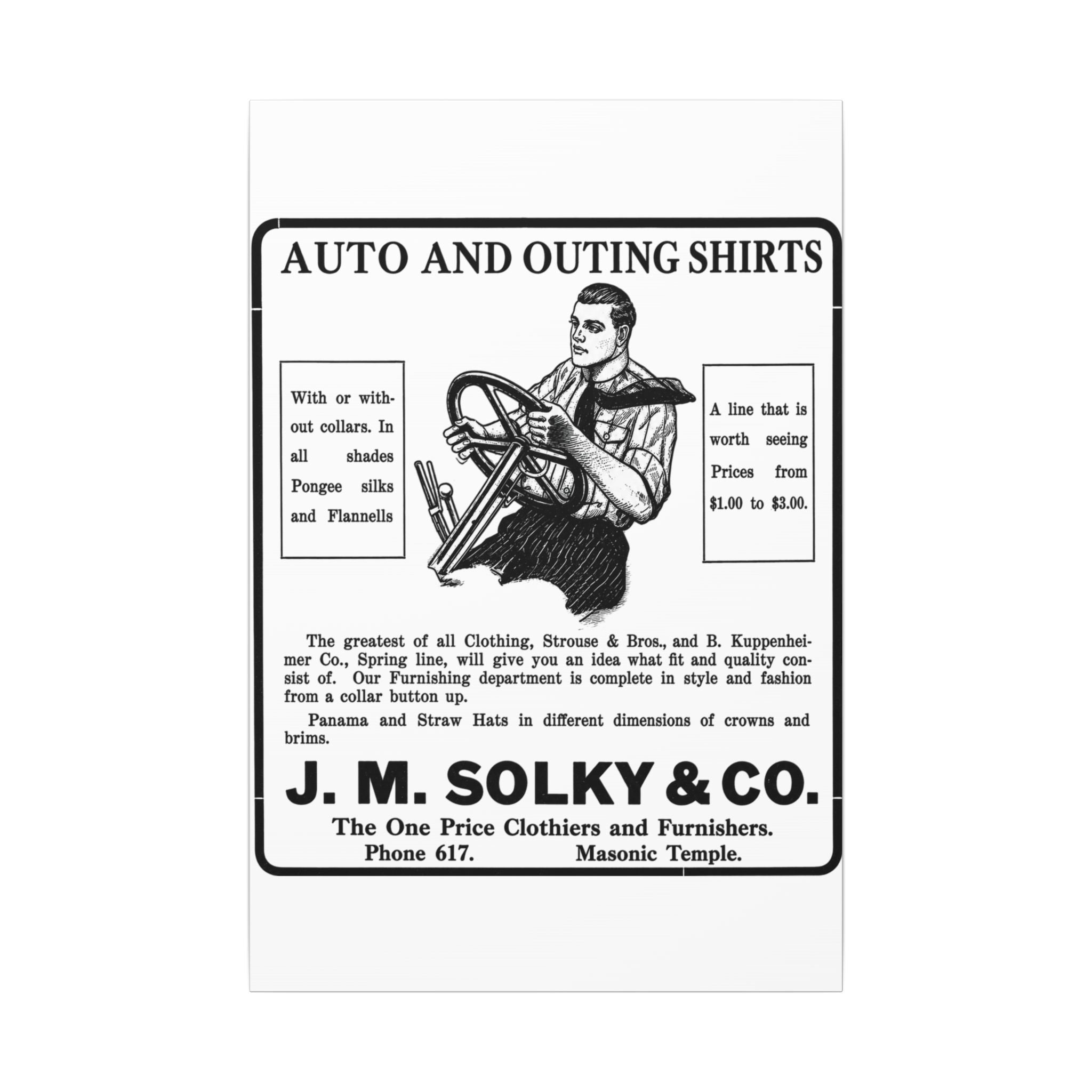 J.M. Solky & Co. — Vintage NC Newspaper Ad Canvas Print