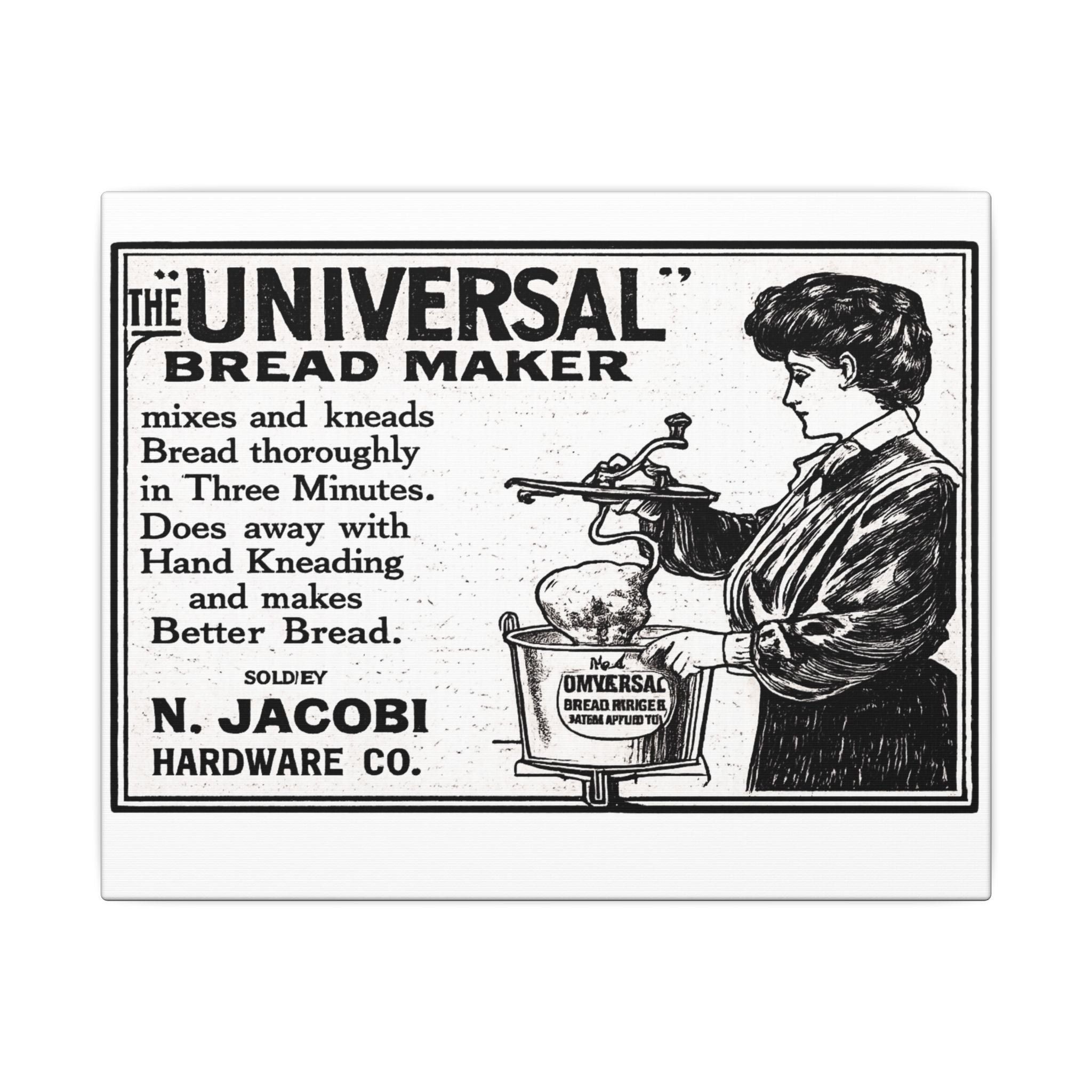 The Universal Bread Maker - Vintage NC Newspaper Ad Canvas Print