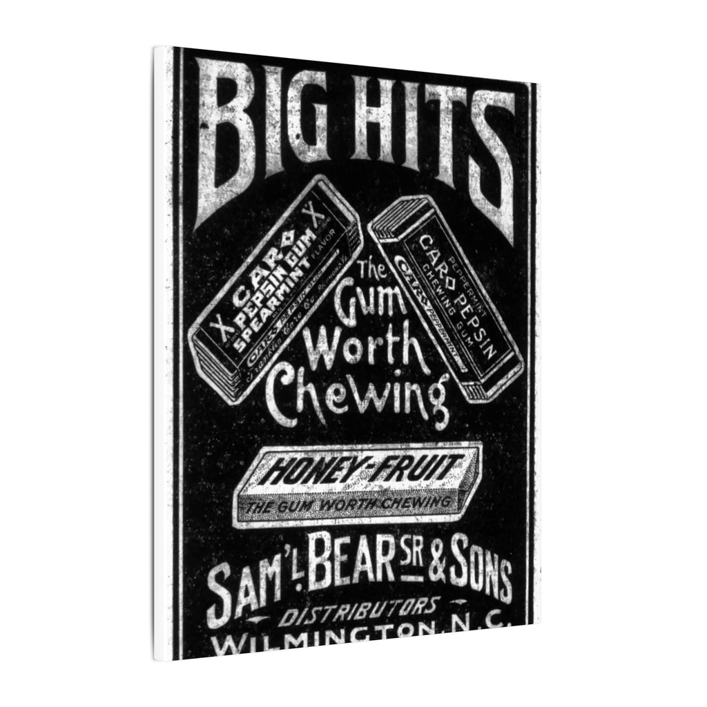 Saml Bear & Sons Big Hits Gum — Vintage NC Newspaper Ad Canvas Print