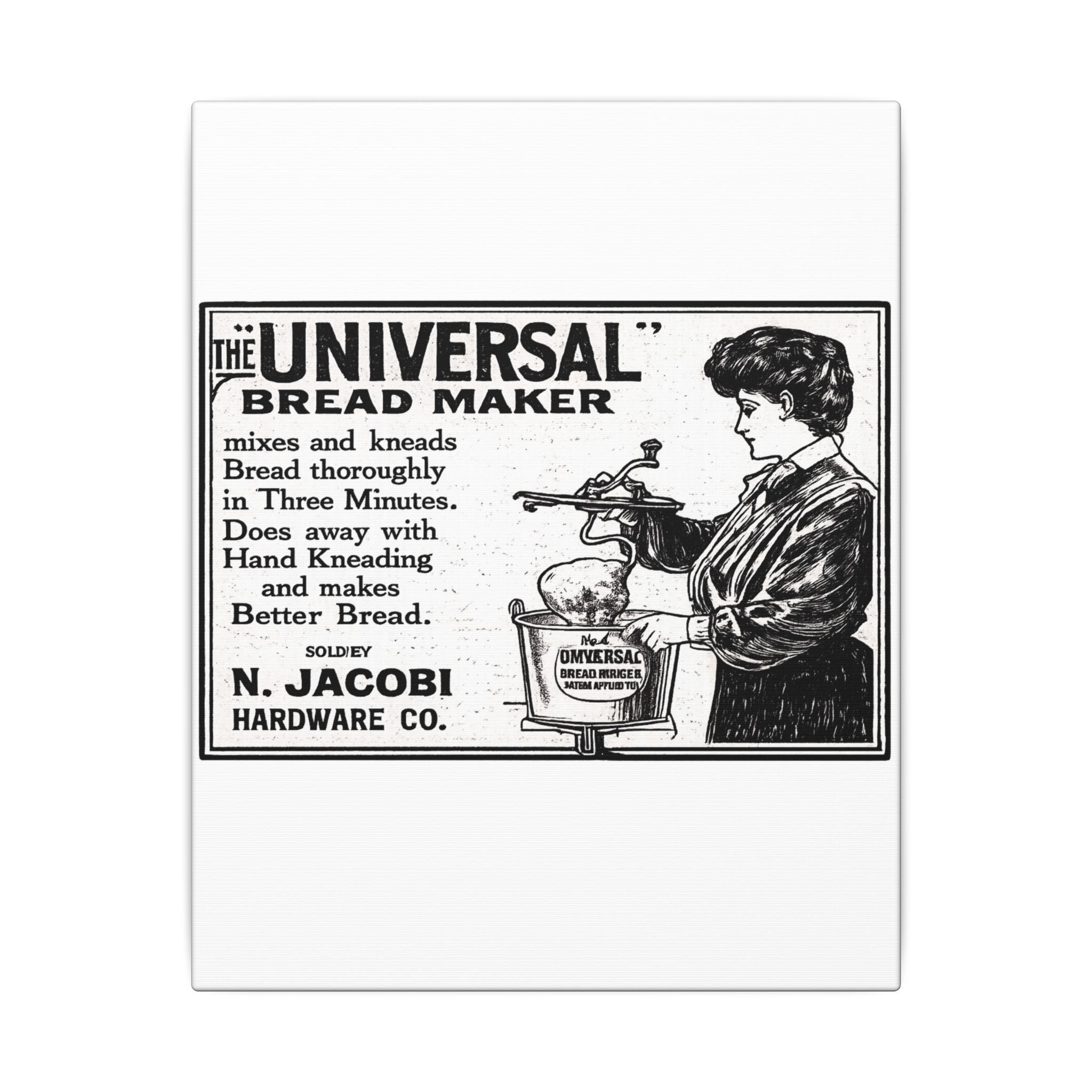 The Universal Bread Maker - Vintage NC Newspaper Ad Canvas Print
