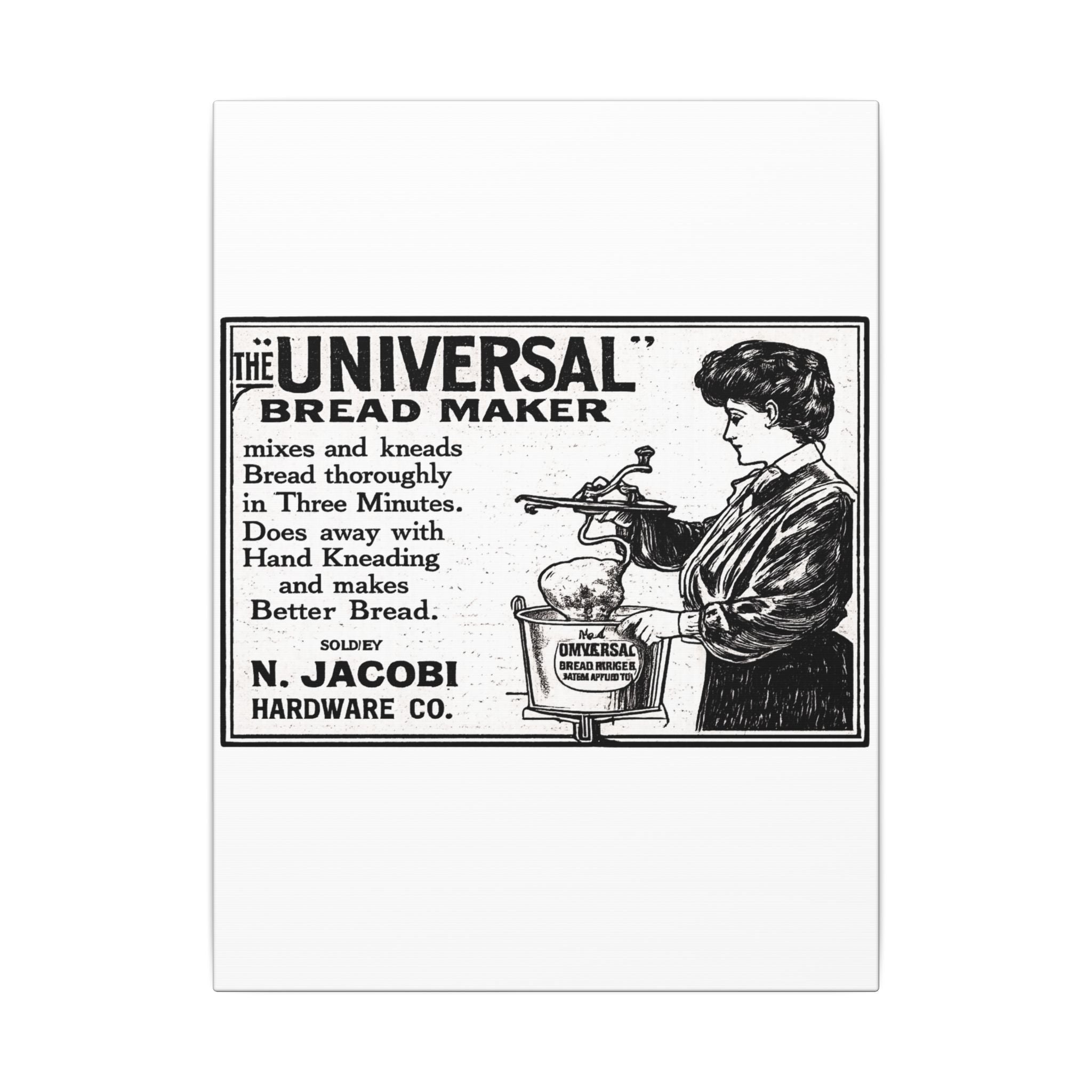 The Universal Bread Maker - Vintage NC Newspaper Ad Canvas Print