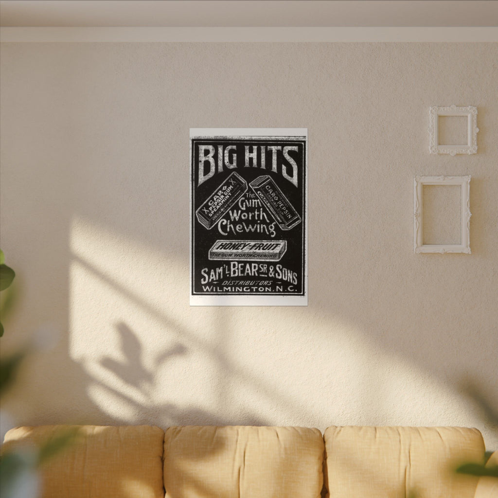 Saml Bear & Sons Big Hits Gum — Vintage NC Newspaper Ad Canvas Print