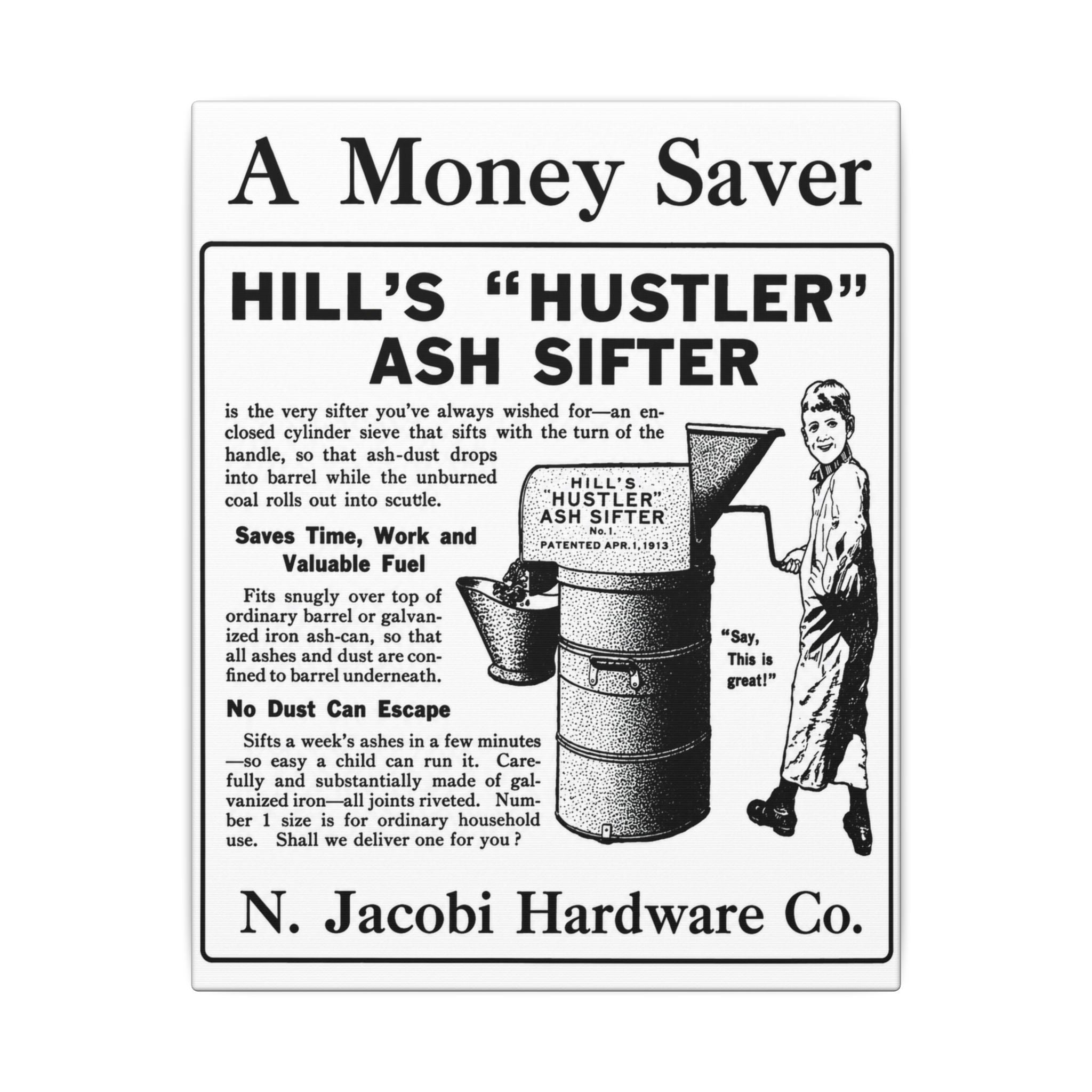 N. Jacobi Hardware - Hill's Ash Sifter — Vintage NC Newspaper Ad Canvas Print