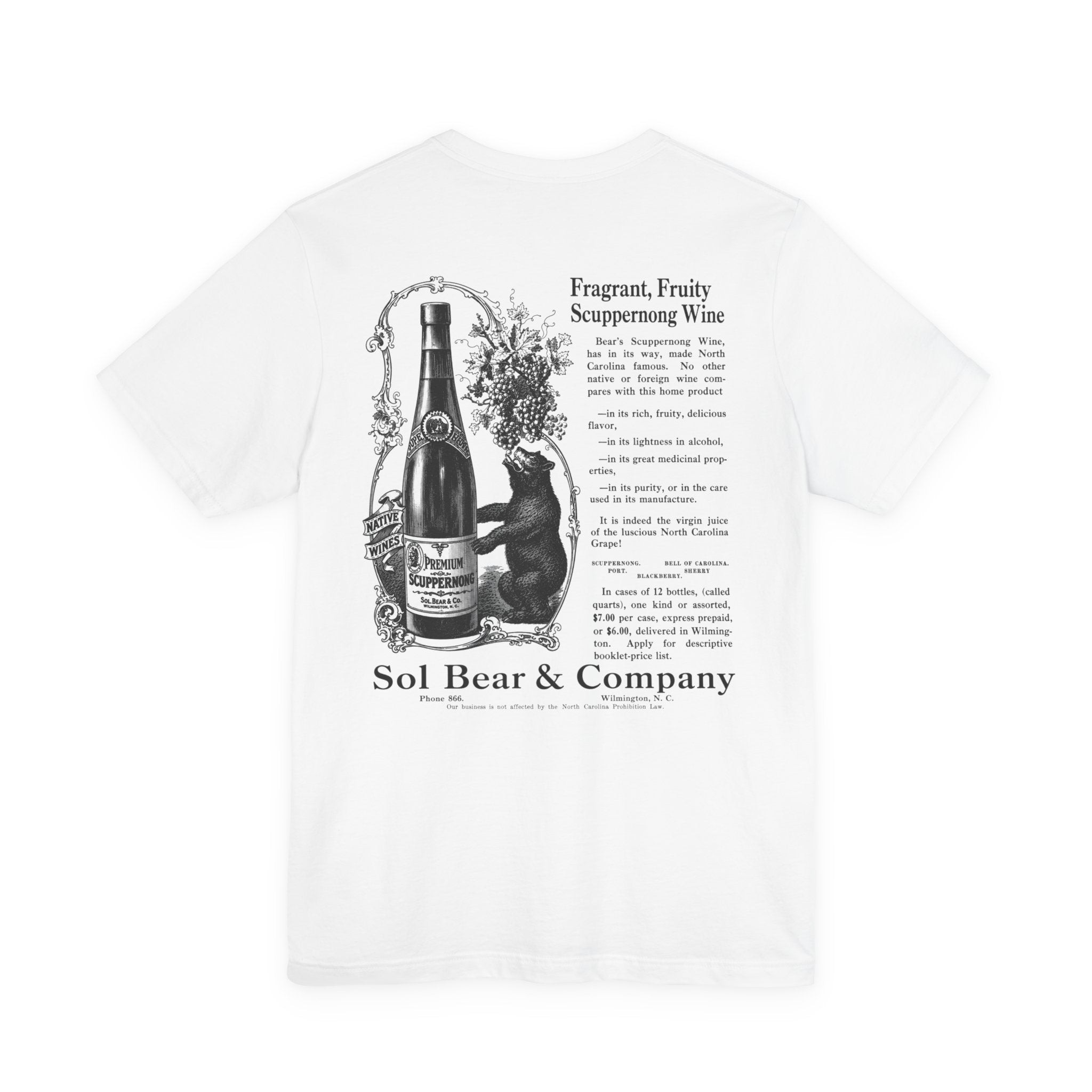 Sol Bear & Co. Scuppernong Wine — Vintage NC Newspaper Ad T-Shirt