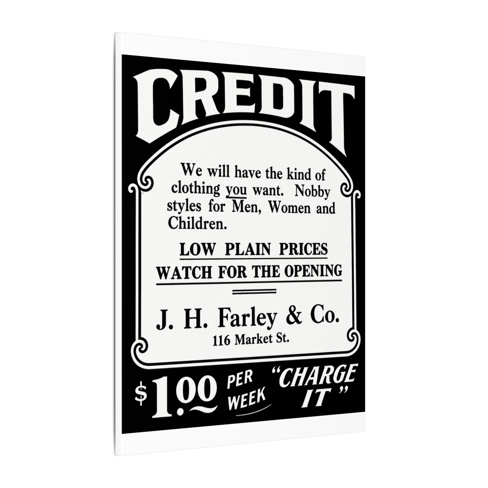 J.H. Farley & Co. — Vintage NC Newspaper Ad Canvas Print