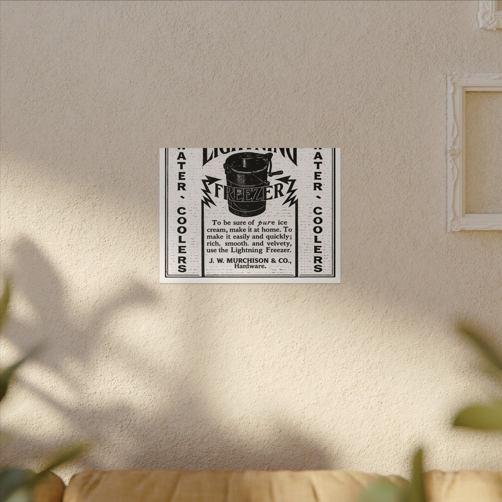 Lightning Freezer — Vintage NC Newspaper Ad Canvas Print