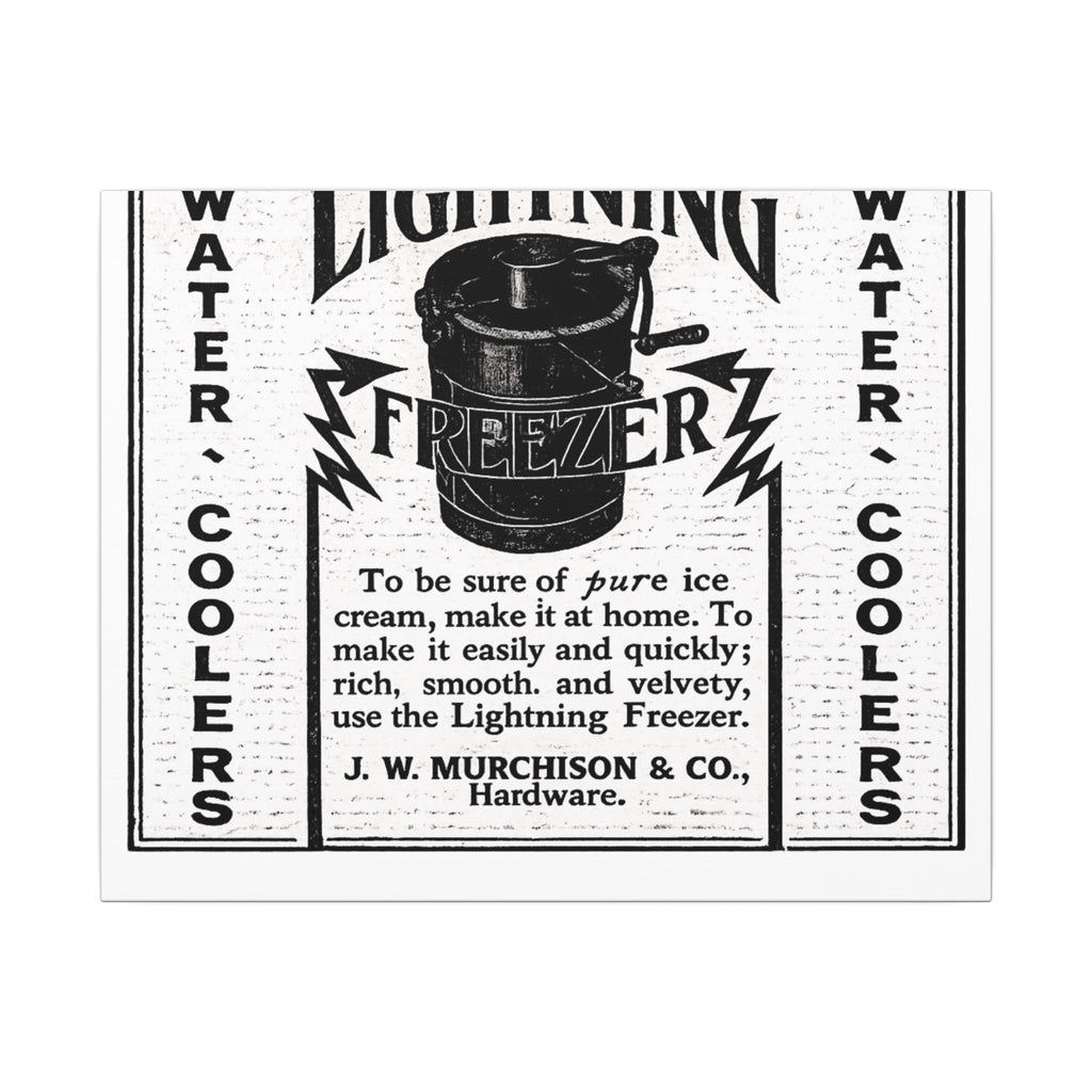 Lightning Freezer — Vintage NC Newspaper Ad Canvas Print