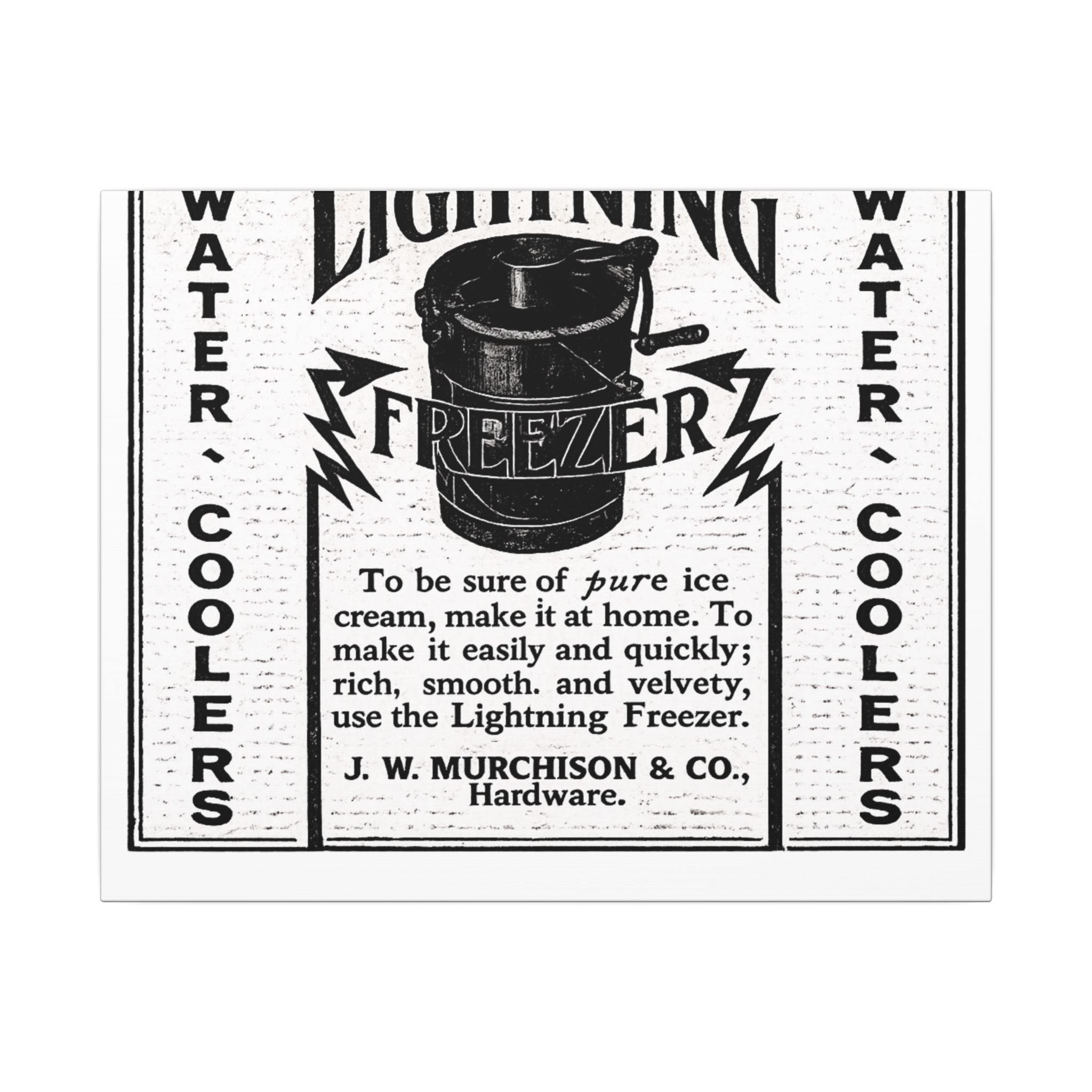 Lightning Freezer — Vintage NC Newspaper Ad Canvas Print