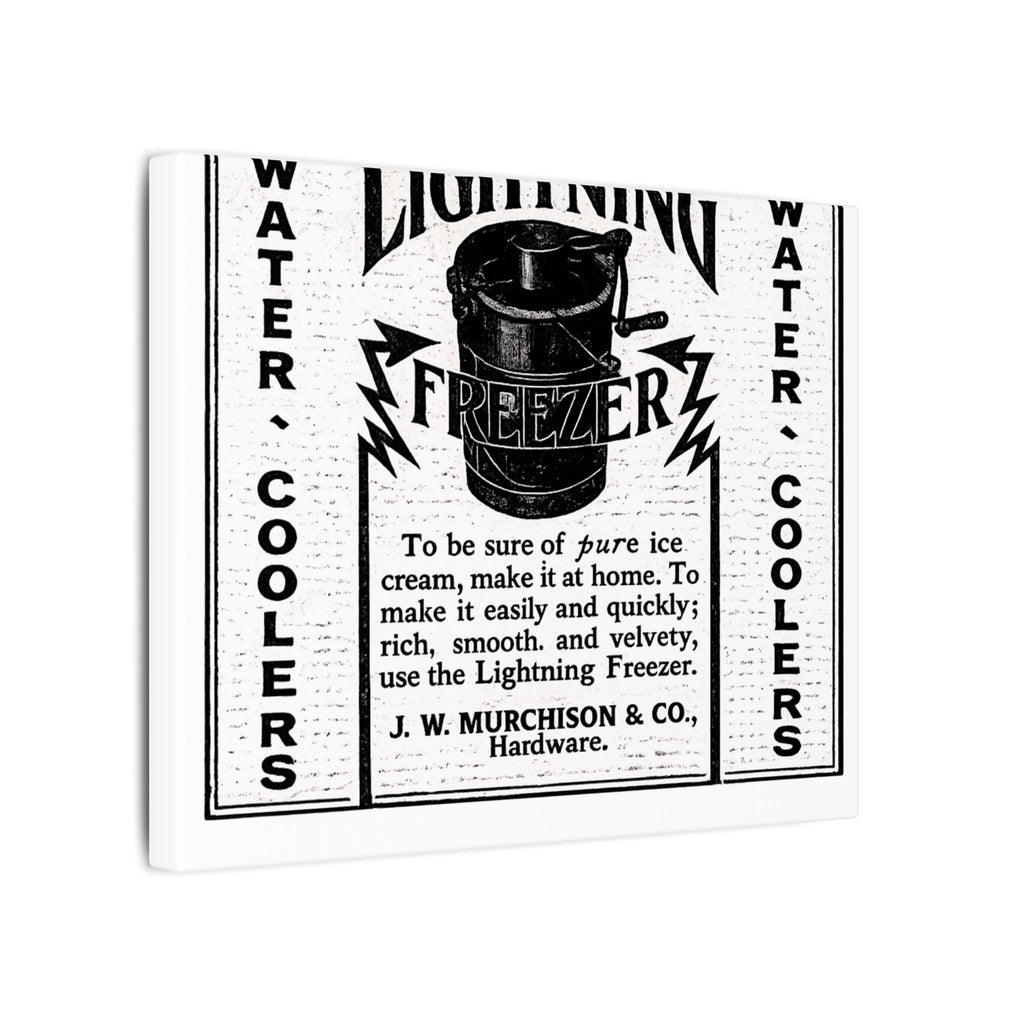 Lightning Freezer — Vintage NC Newspaper Ad Canvas Print