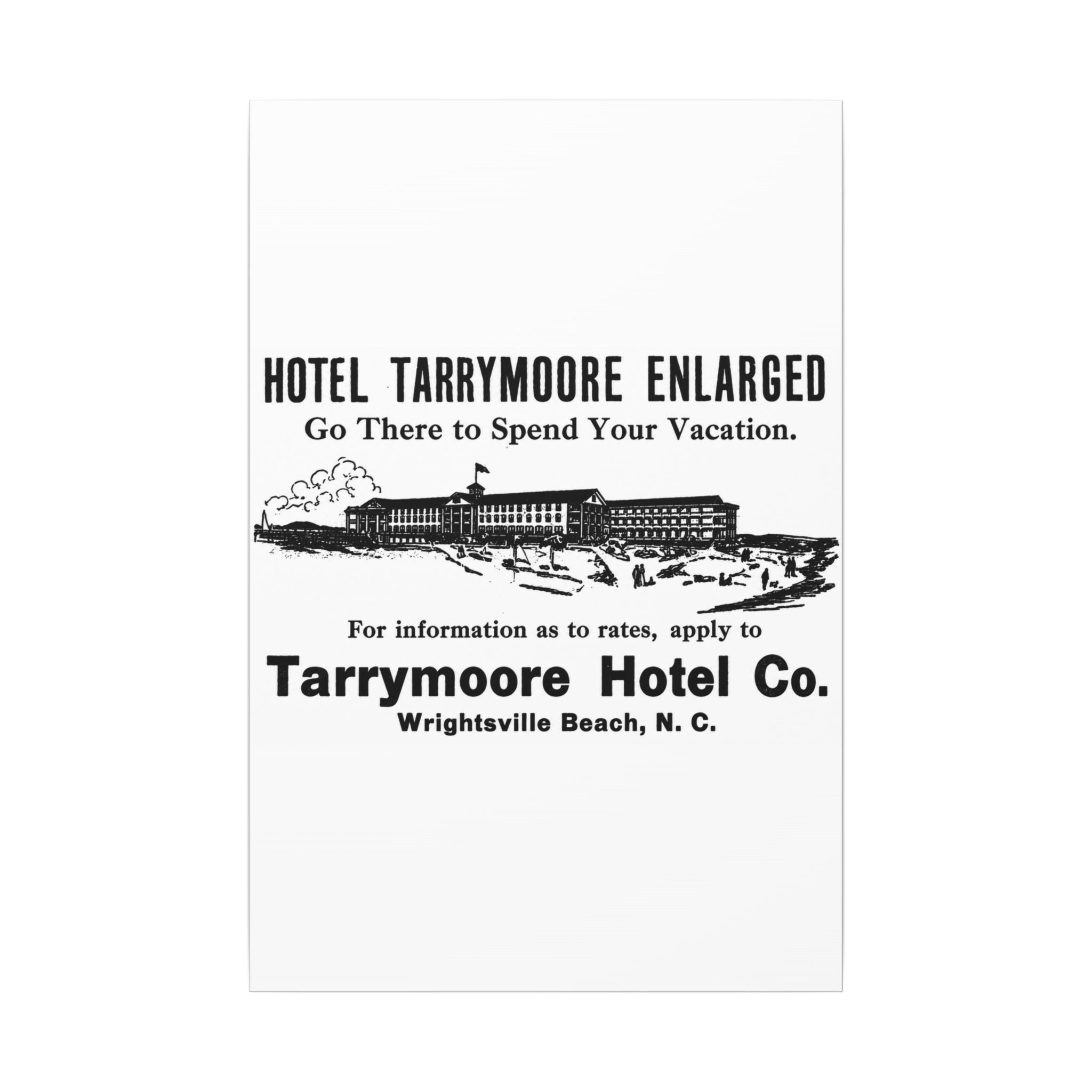 Tarrymore Hotel — Vintage NC Newspaper Ad Canvas Print