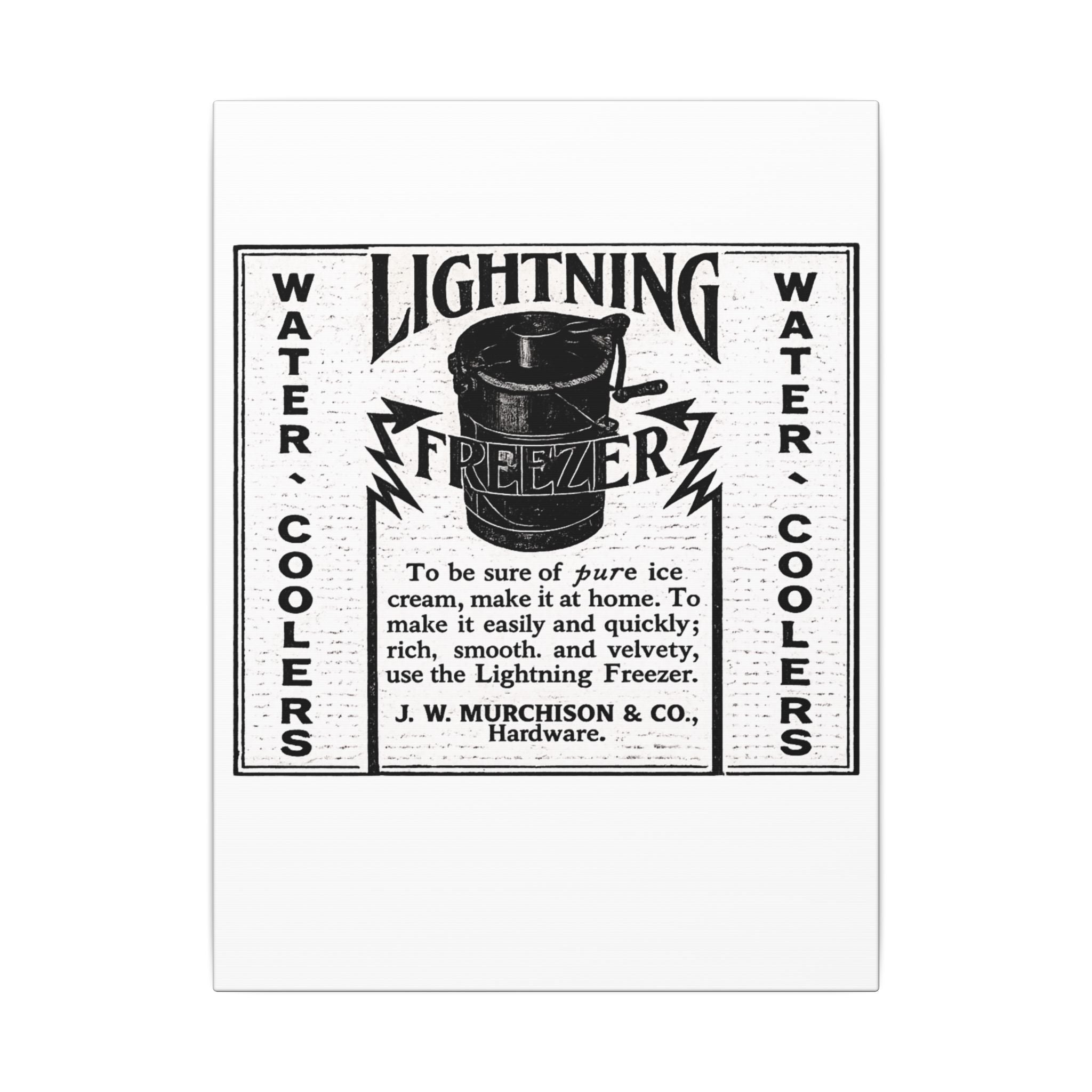 Lightning Freezer — Vintage NC Newspaper Ad Canvas Print