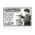 The Universal Bread Maker - Vintage NC Newspaper Ad Canvas Print