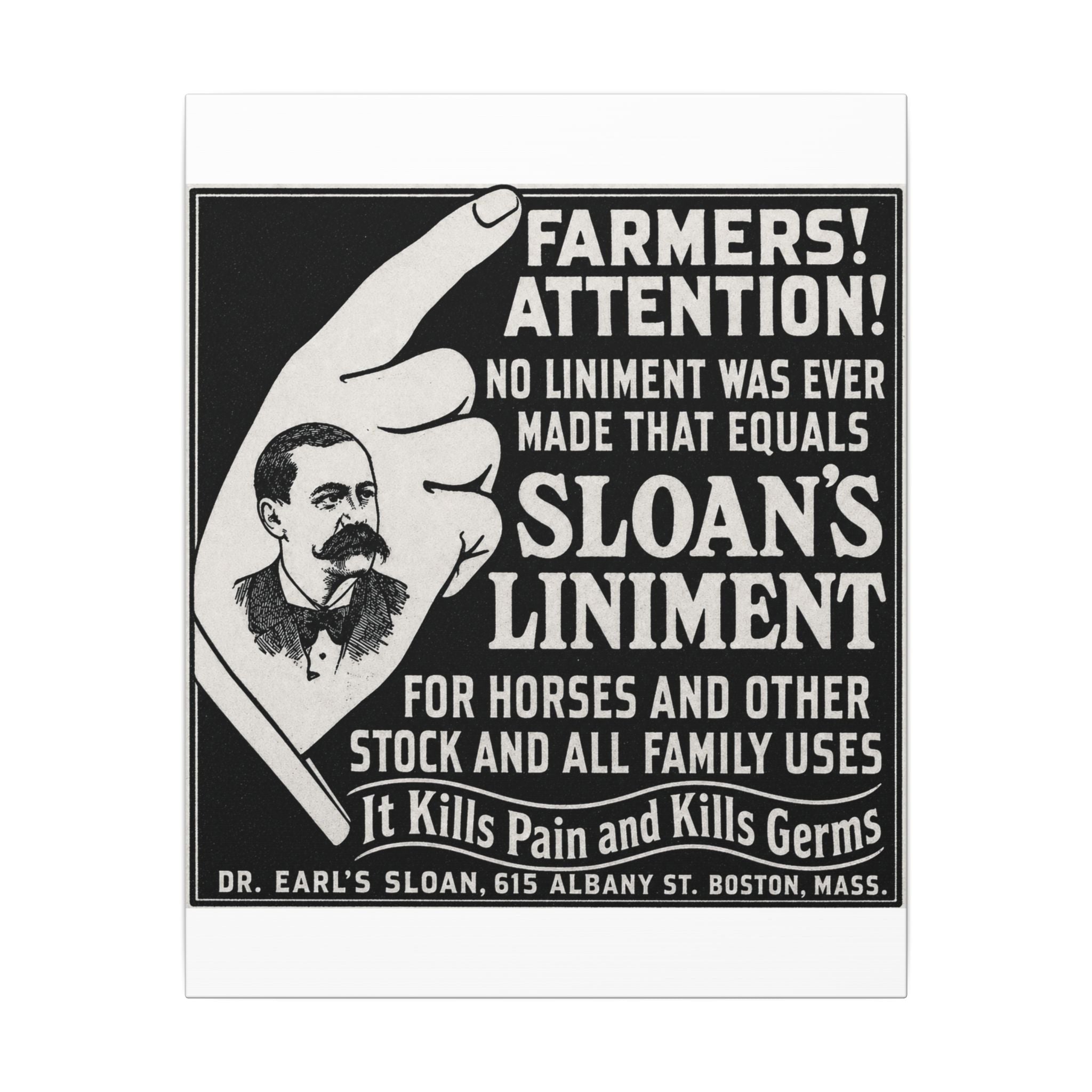 Dr. Sloan's Liniment — Vintage NC Newspaper Ad Canvas Print