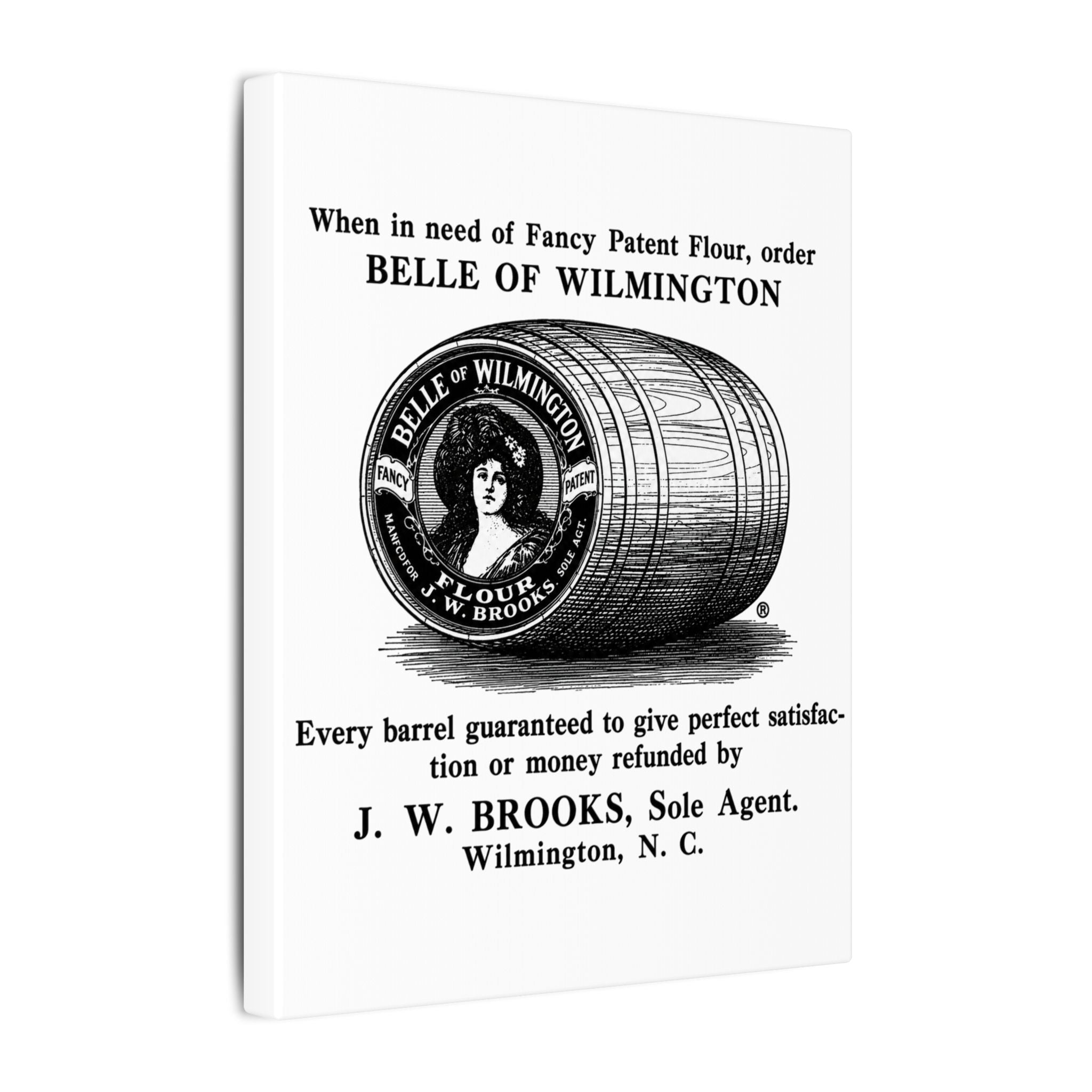 Belle of Wilmington Flour — Vintage NC Newspaper Ad Canvas Print