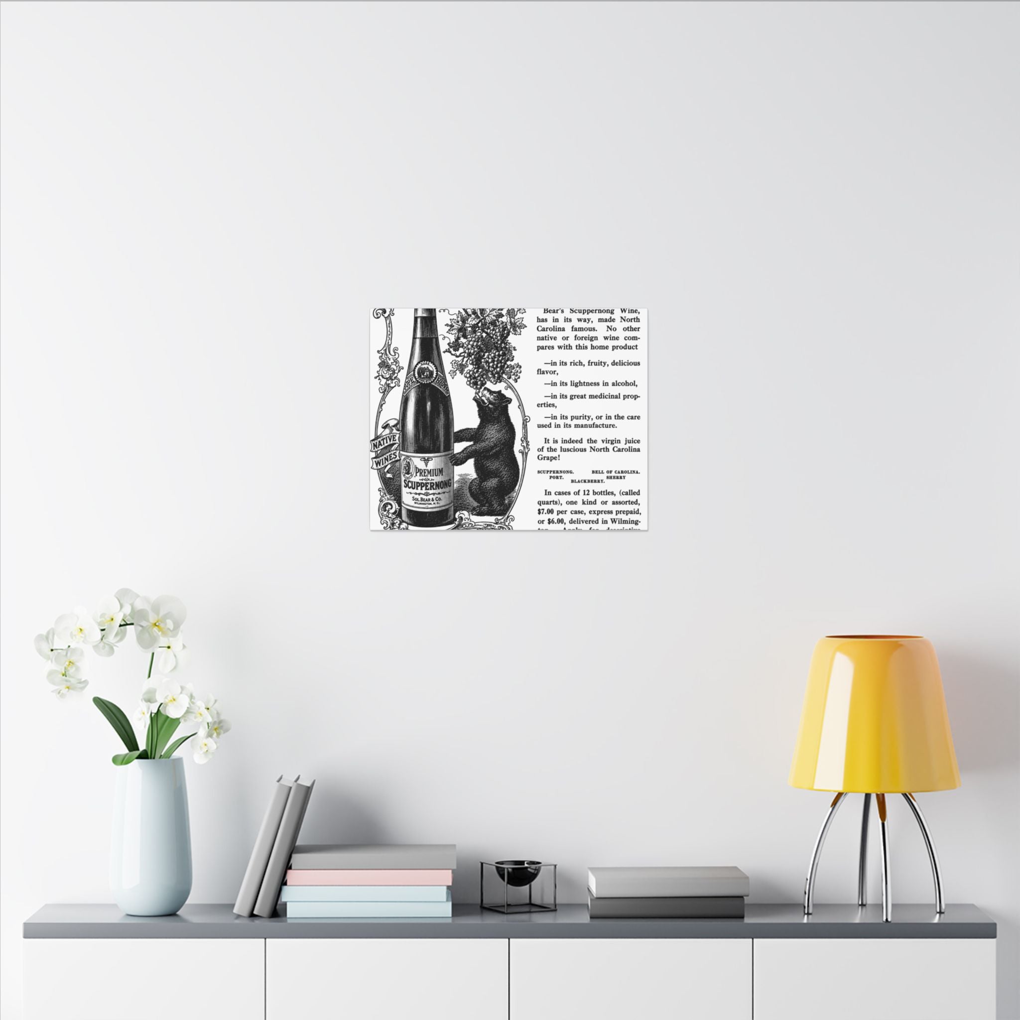 Sol Bear & Co. Scuppernong Wine — Vintage NC Newspaper Ad Canvas Print