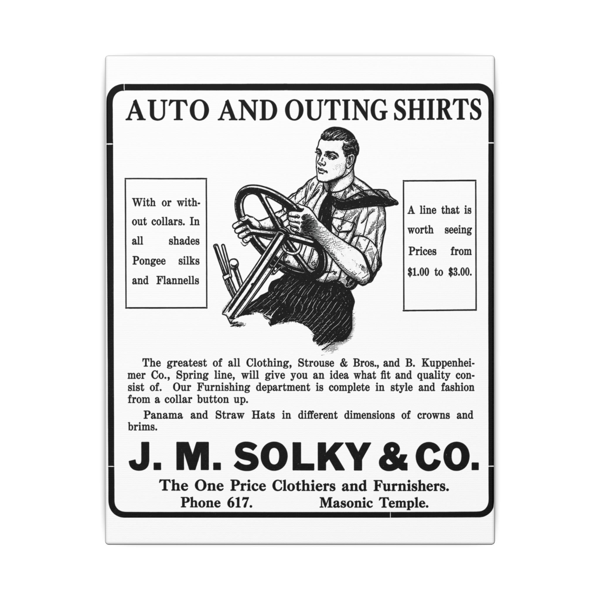 J.M. Solky & Co. — Vintage NC Newspaper Ad Canvas Print