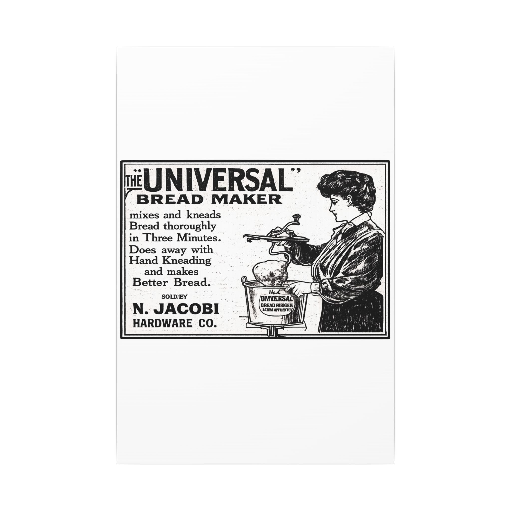 The Universal Bread Maker - Vintage NC Newspaper Ad Canvas Print