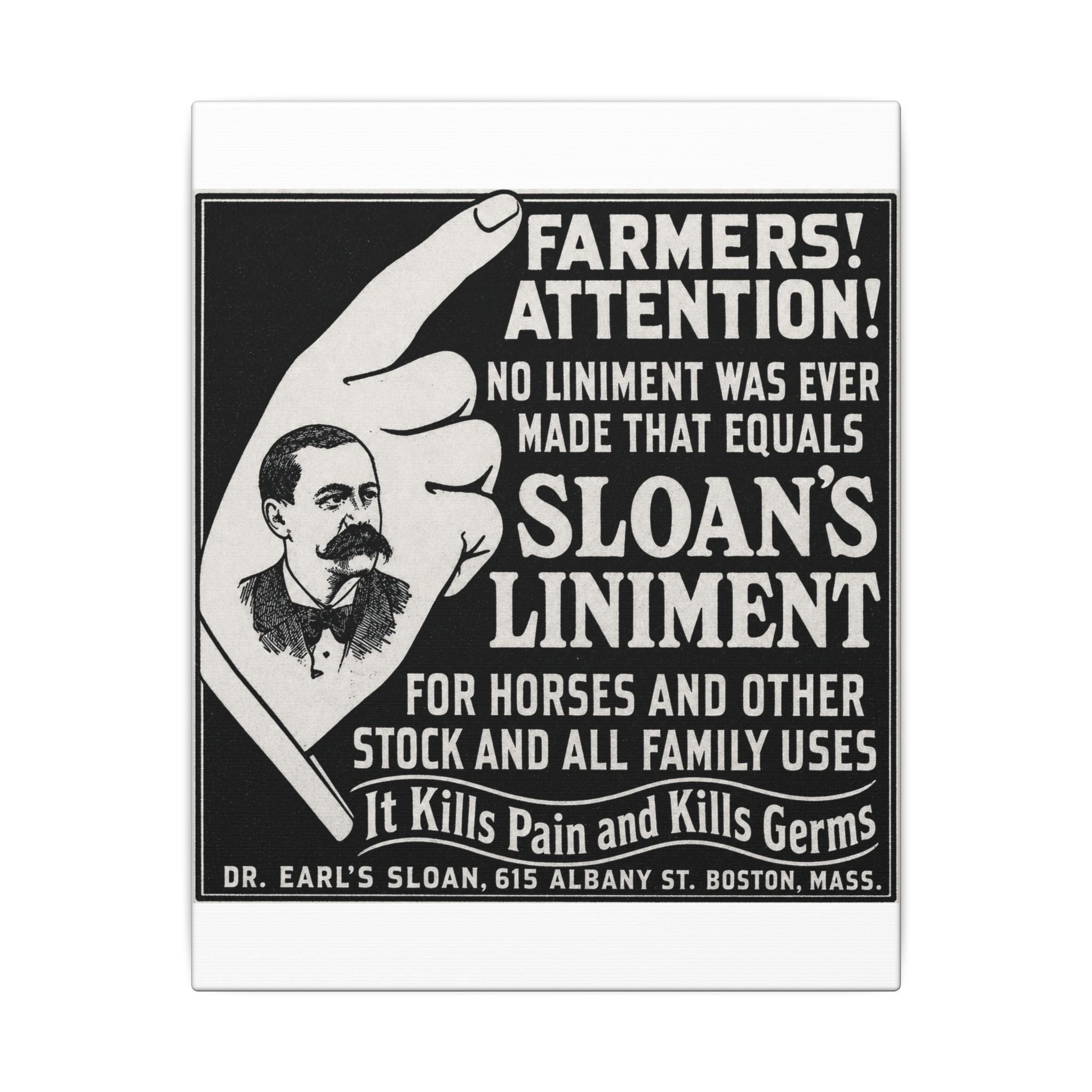 Dr. Sloan's Liniment — Vintage NC Newspaper Ad Canvas Print