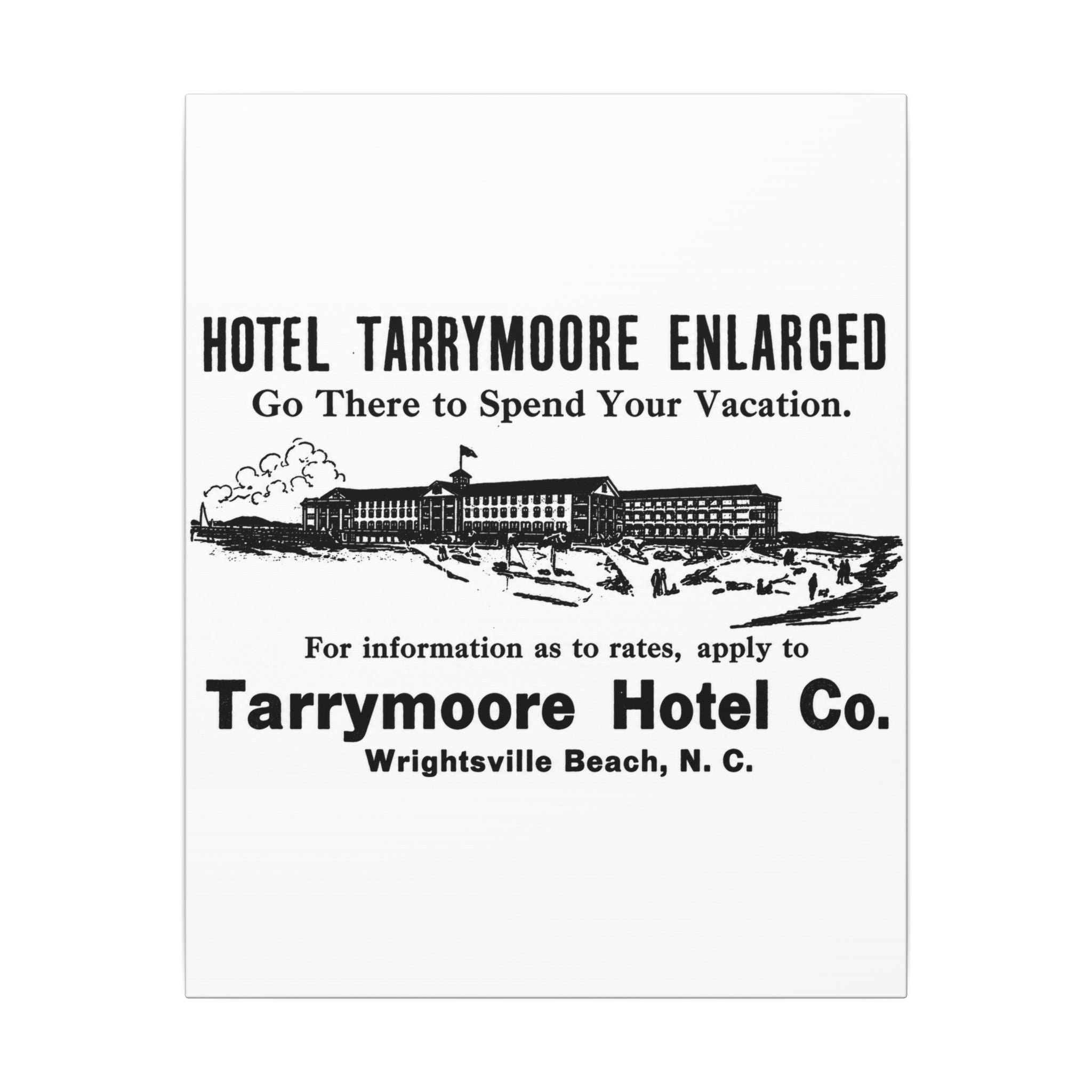 Tarrymore Hotel — Vintage NC Newspaper Ad Canvas Print