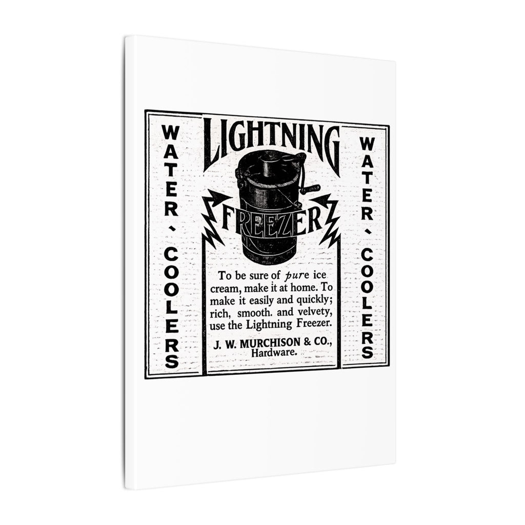 Lightning Freezer — Vintage NC Newspaper Ad Canvas Print