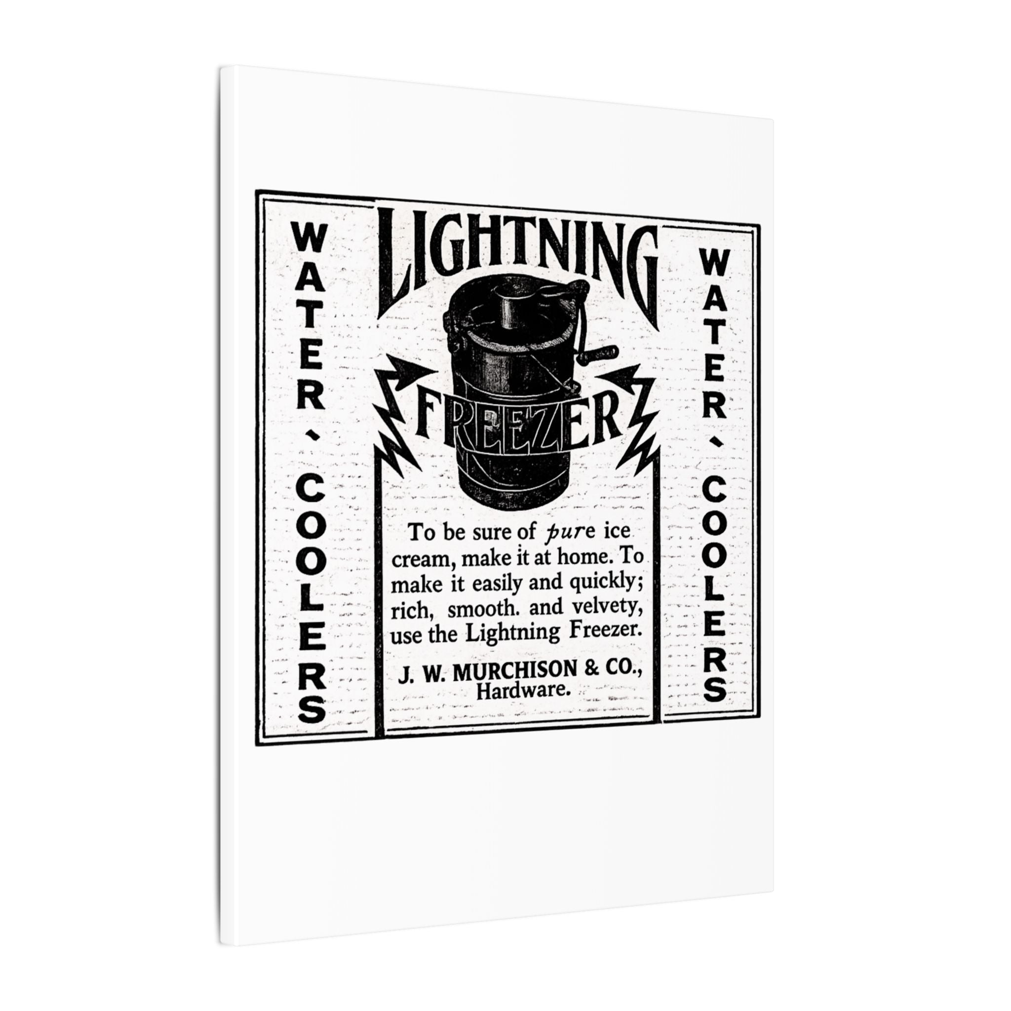 Lightning Freezer — Vintage NC Newspaper Ad Canvas Print