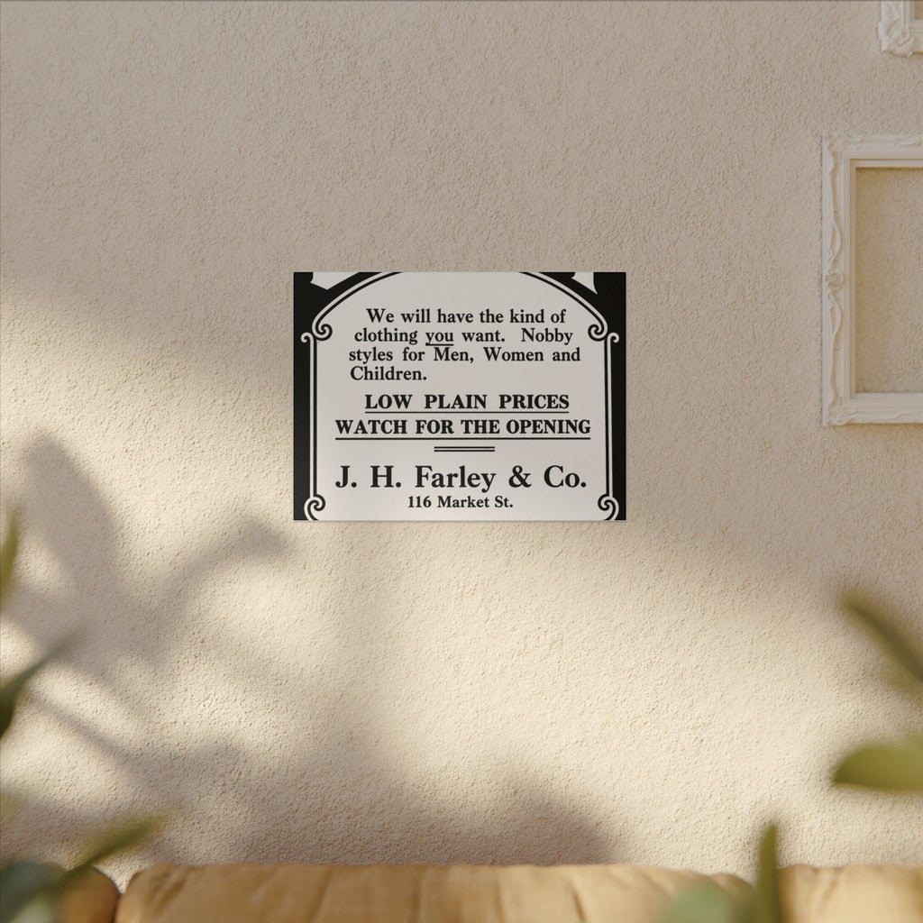 J.H. Farley & Co. — Vintage NC Newspaper Ad Canvas Print