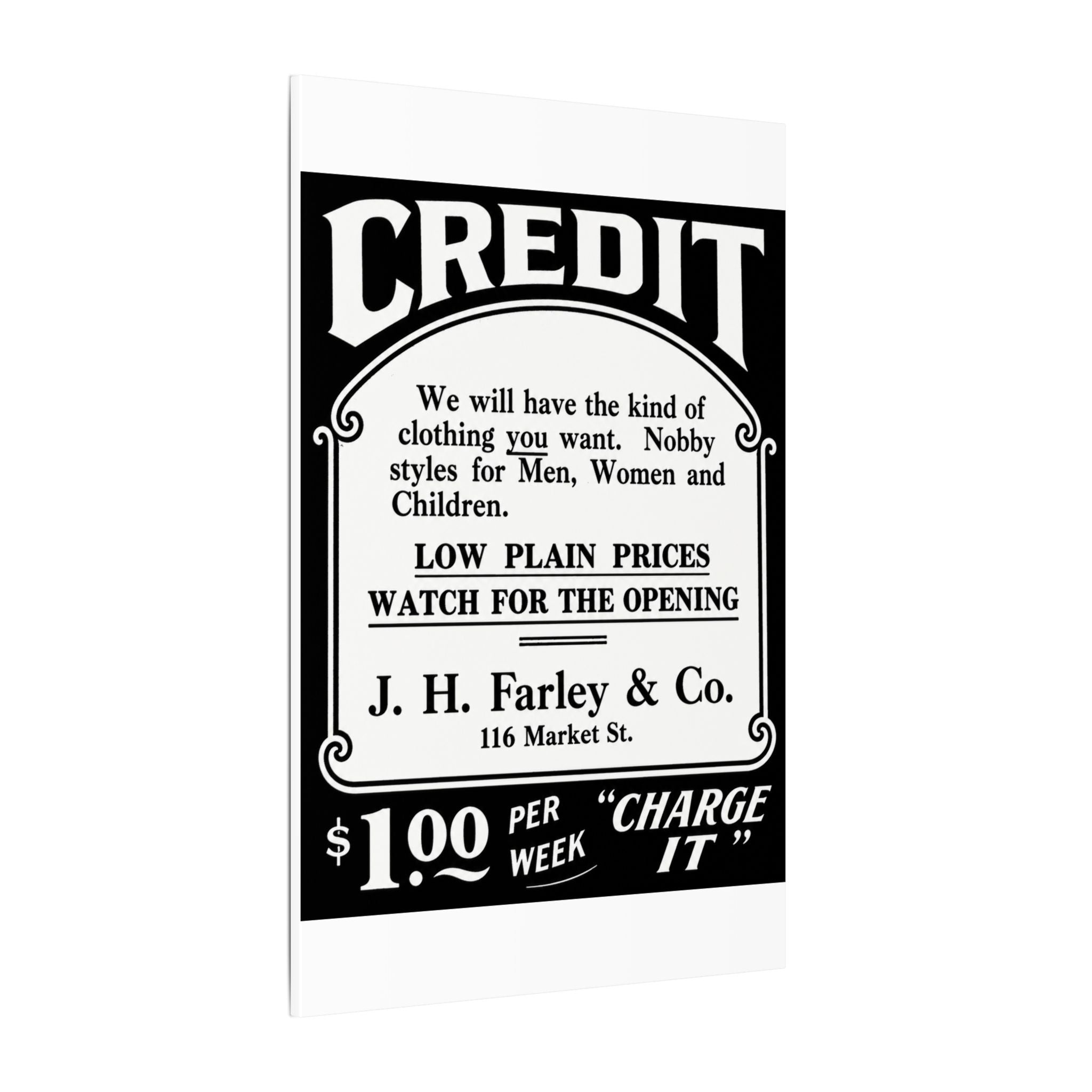 J.H. Farley & Co. — Vintage NC Newspaper Ad Canvas Print