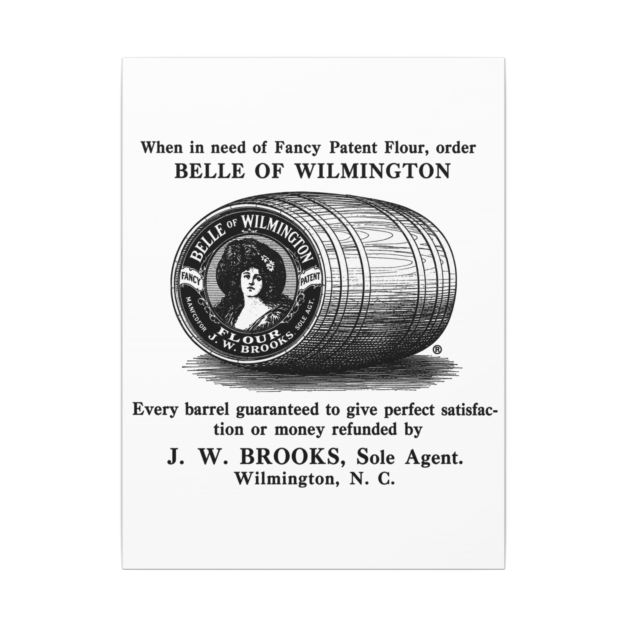 Belle of Wilmington Flour — Vintage NC Newspaper Ad Canvas Print