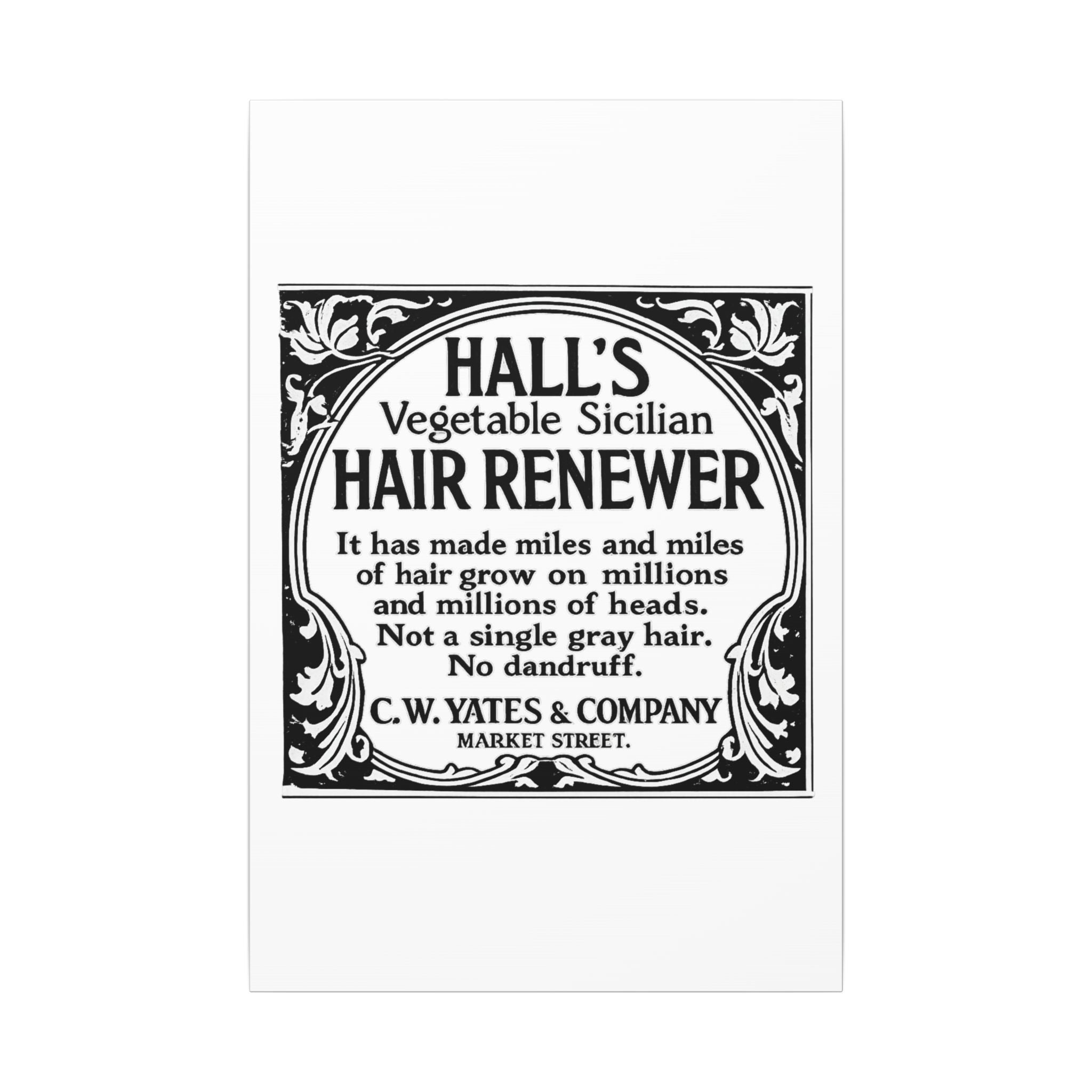 Hall's Hair Renewer — Vintage NC Newspaper Ad Canvas Print