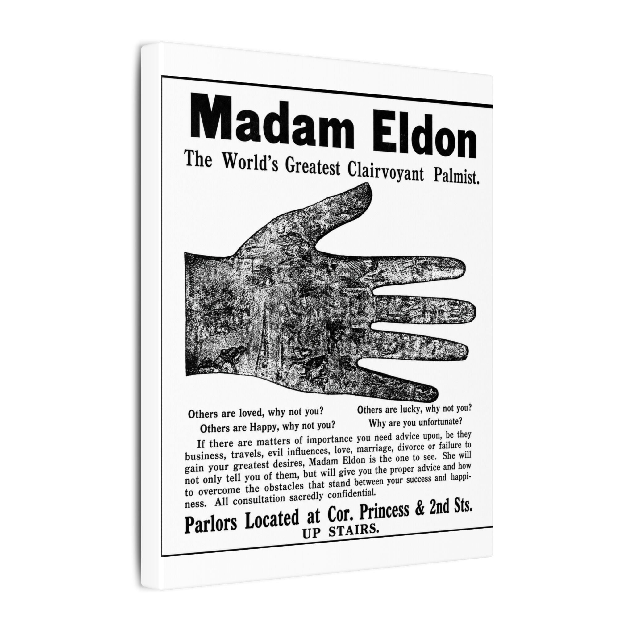 Madam Eldon Clairvoyant — Vintage NC Newspaper Ad Canvas Print