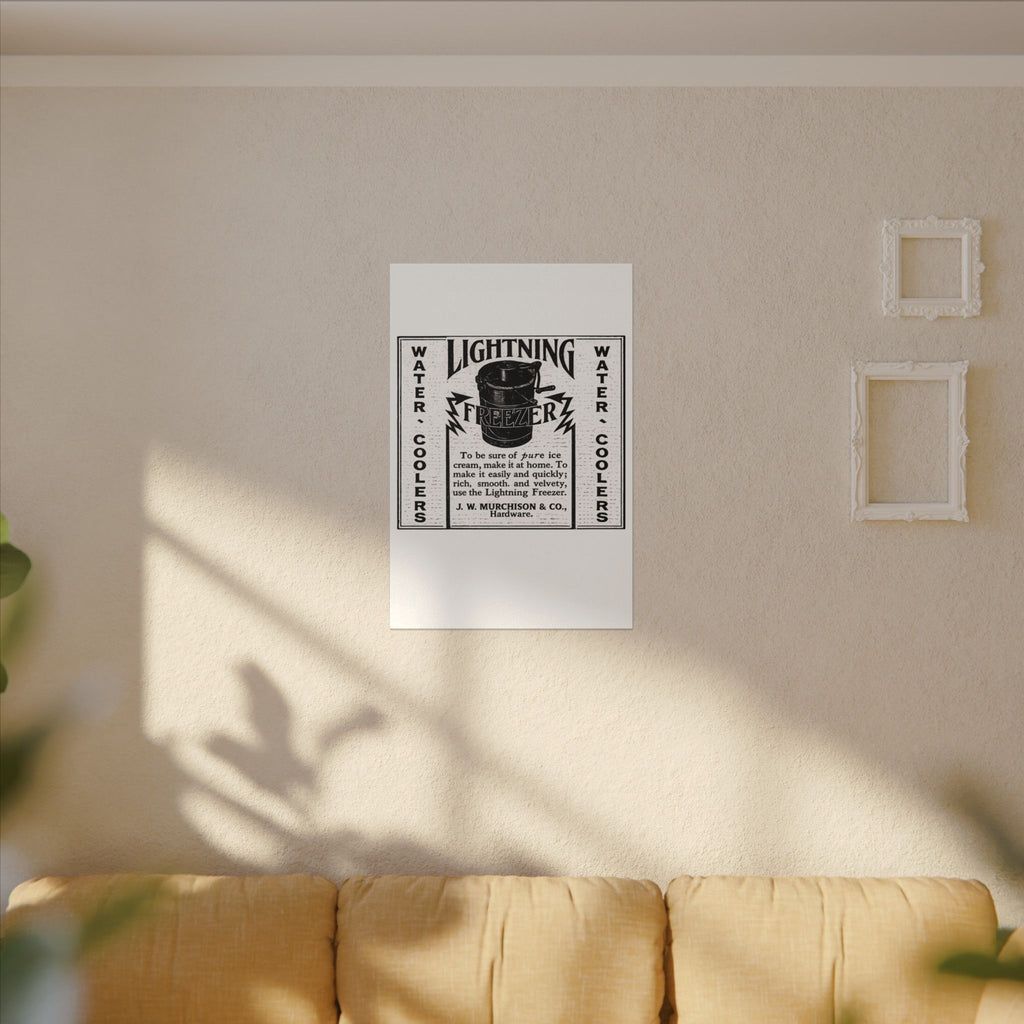 Lightning Freezer — Vintage NC Newspaper Ad Canvas Print