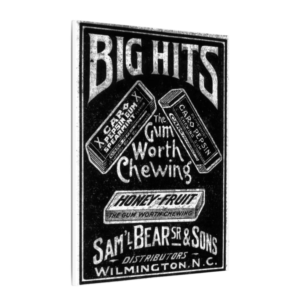 Saml Bear & Sons Big Hits Gum — Vintage NC Newspaper Ad Canvas Print