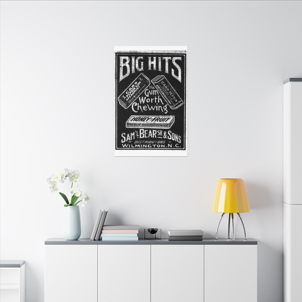 Saml Bear & Sons Big Hits Gum — Vintage NC Newspaper Ad Canvas Print