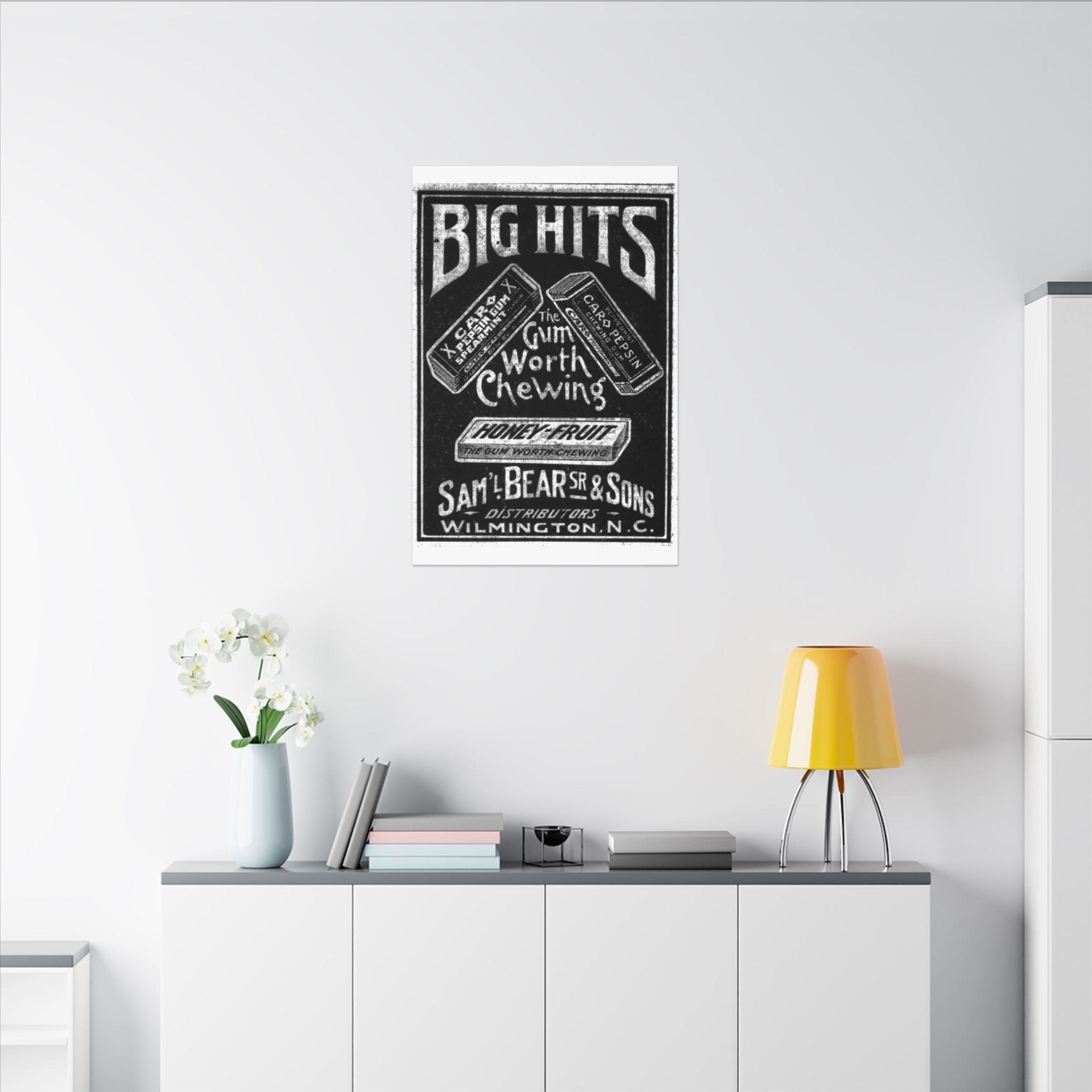 Saml Bear & Sons Big Hits Gum — Vintage NC Newspaper Ad Canvas Print