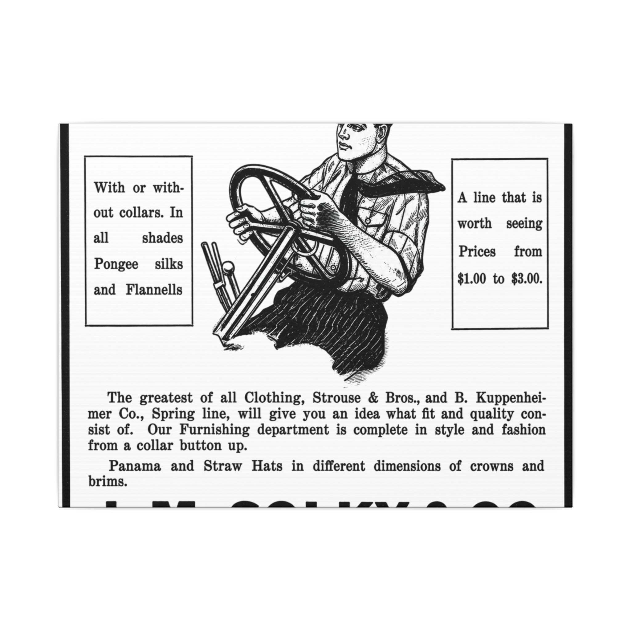 J.M. Solky & Co. — Vintage NC Newspaper Ad Canvas Print