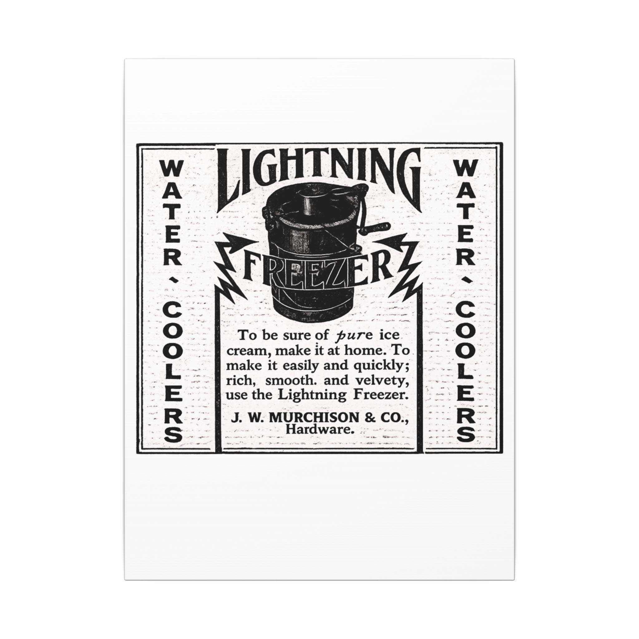 Lightning Freezer — Vintage NC Newspaper Ad Canvas Print