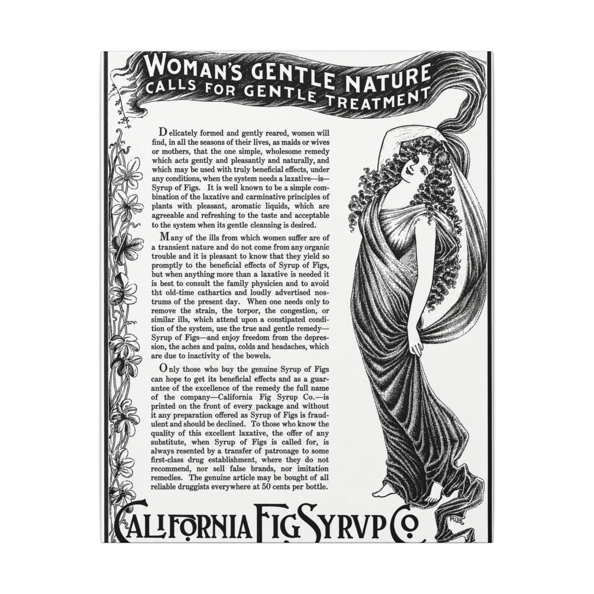 California Fig Syrup — Vintage NC Newspaper Ad Canvas Print