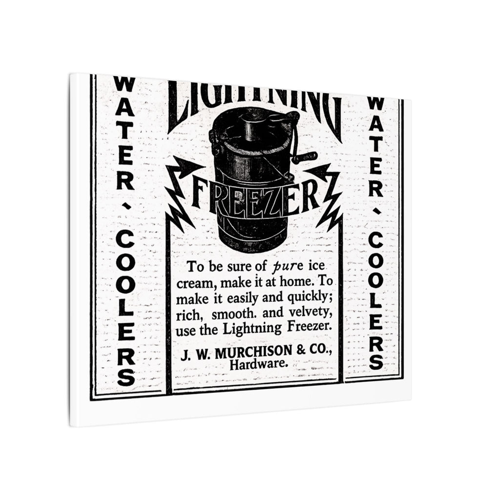 Lightning Freezer — Vintage NC Newspaper Ad Canvas Print
