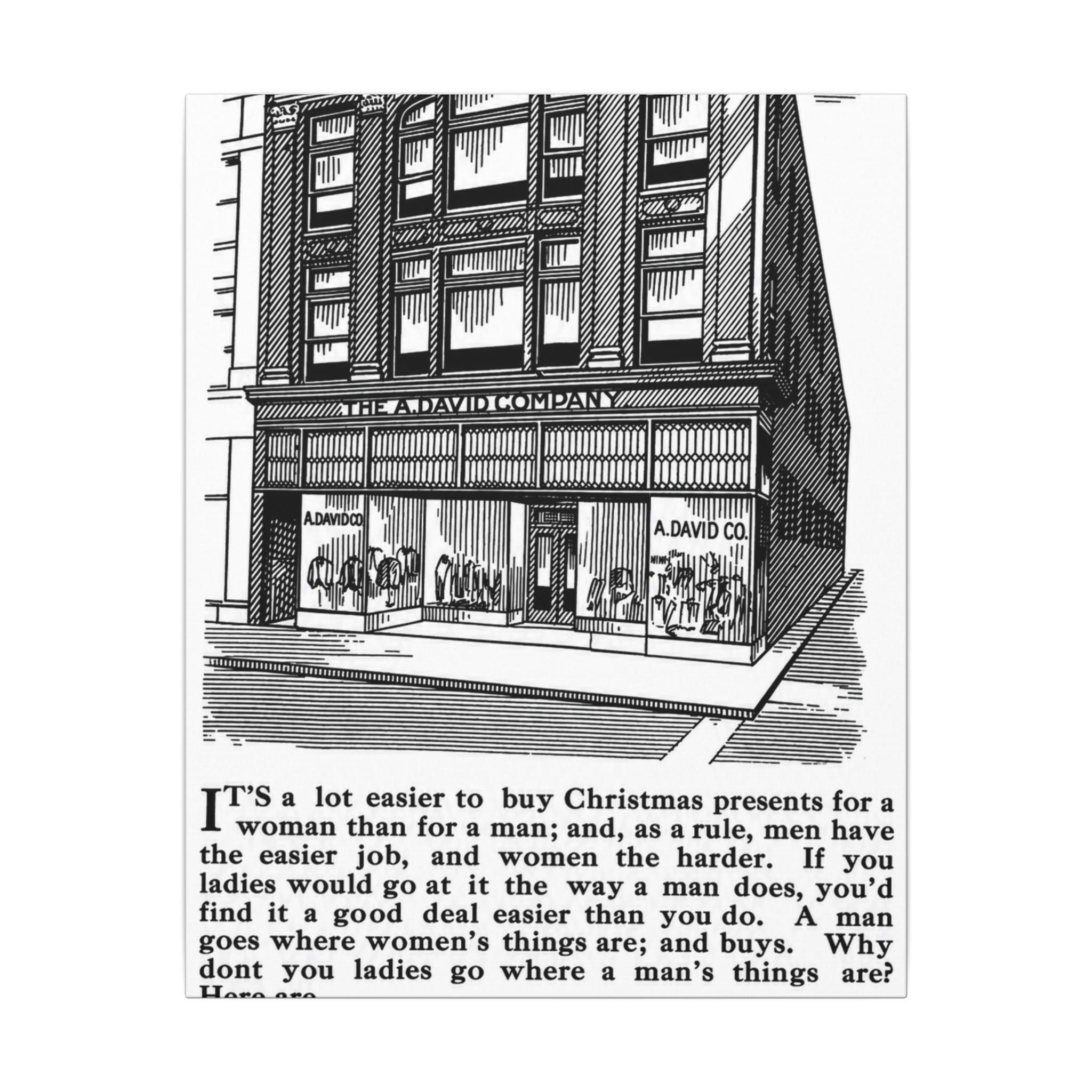 A. David & Co. — Vintage NC Newspaper Ad Canvas Print