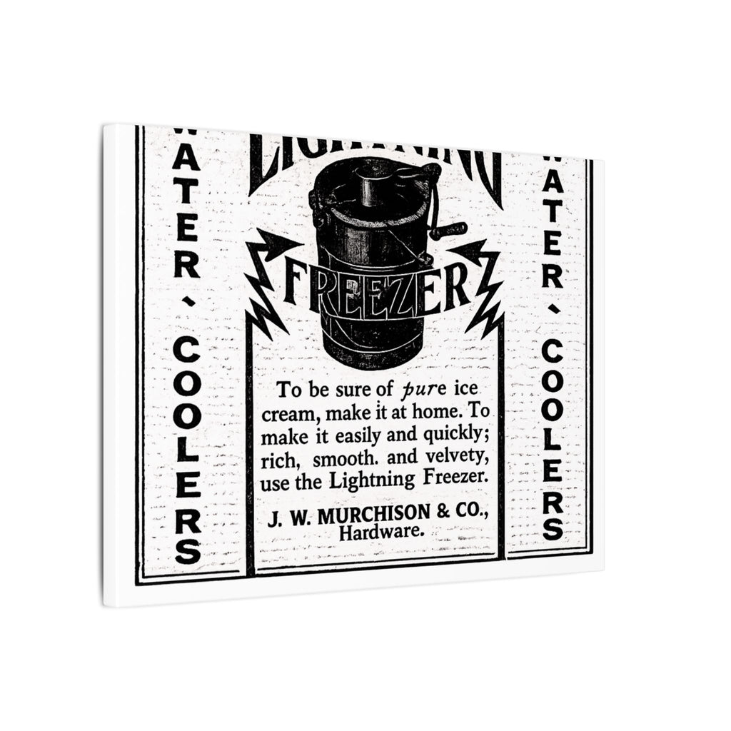 Lightning Freezer — Vintage NC Newspaper Ad Canvas Print