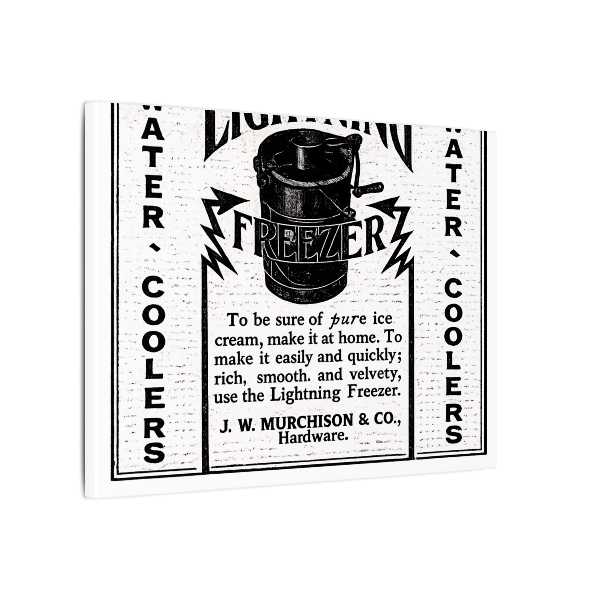 Lightning Freezer — Vintage NC Newspaper Ad Canvas Print