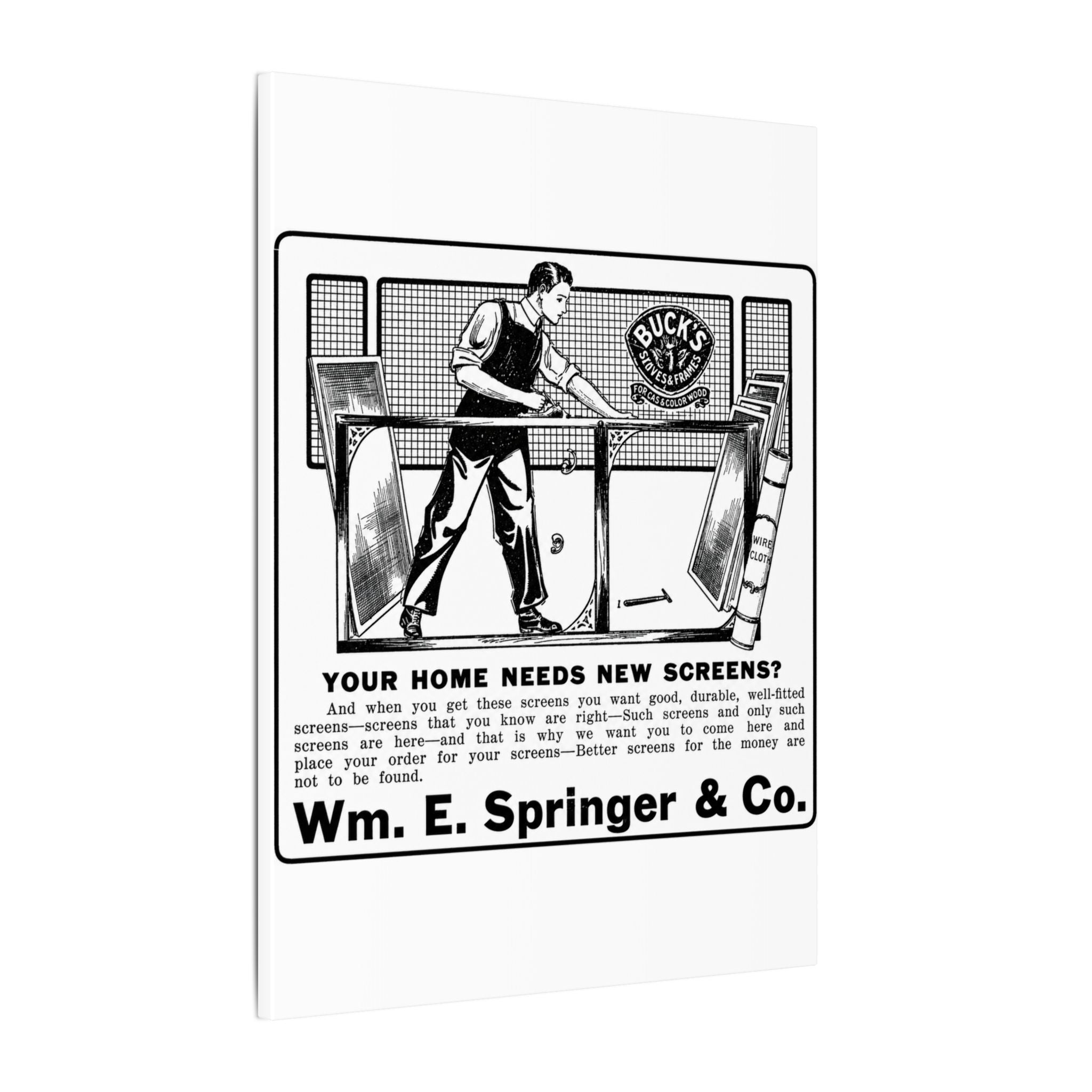 Wm. E. Springer & Co. — Vintage NC Newspaper Ad Canvas Print