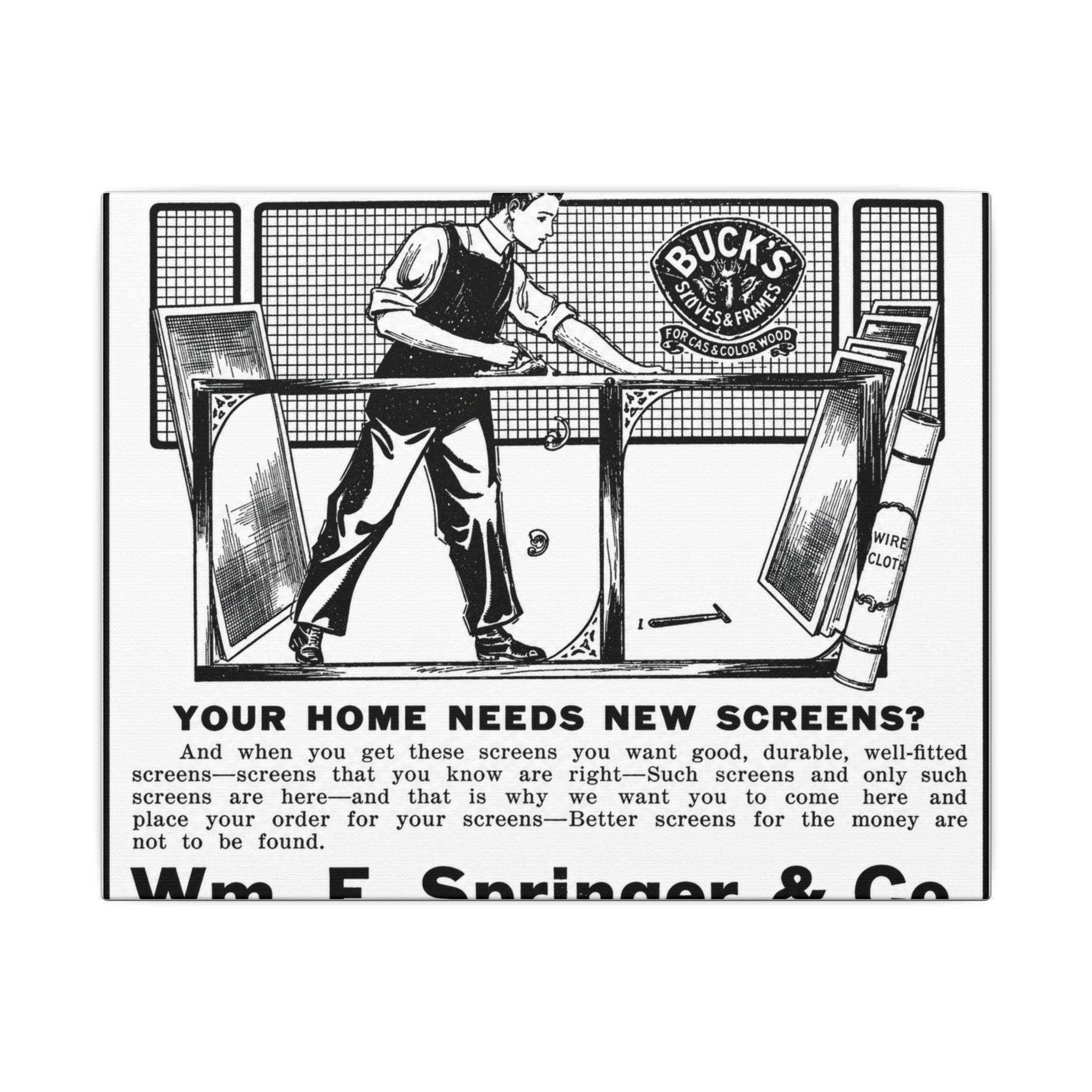 Wm. E. Springer & Co. — Vintage NC Newspaper Ad Canvas Print