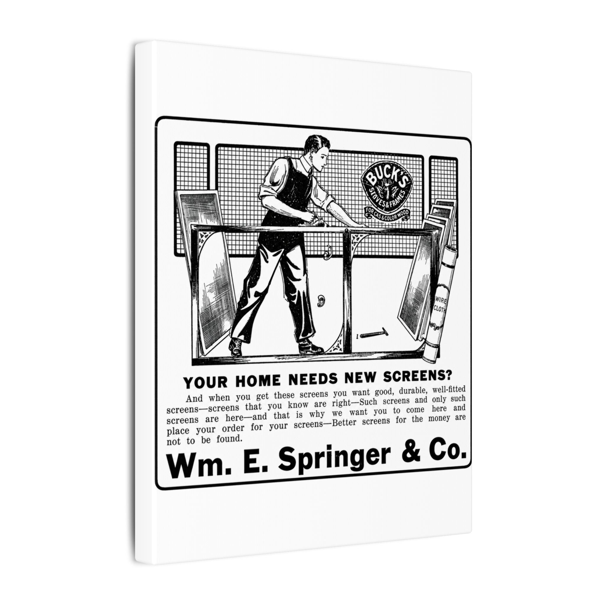 Wm. E. Springer & Co. — Vintage NC Newspaper Ad Canvas Print