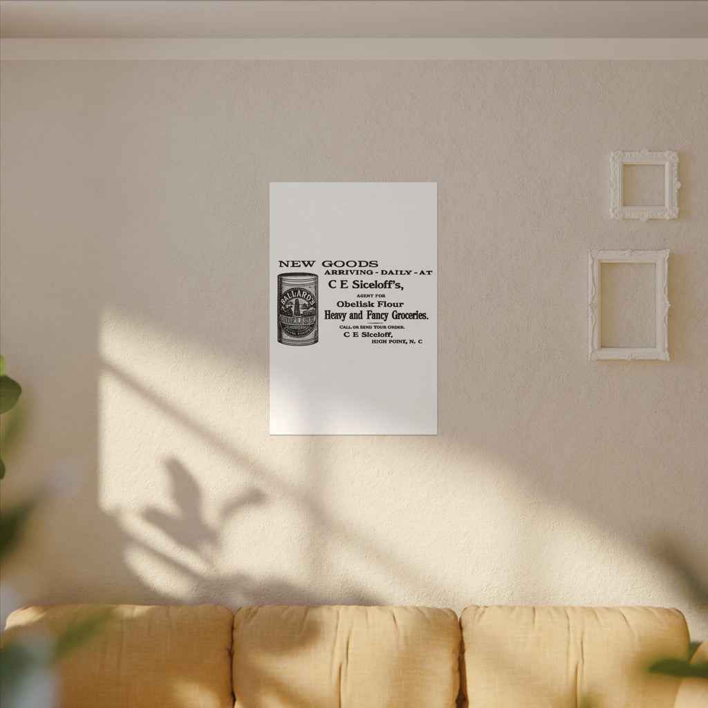 Obelisk Flour — Vintage NC Newspaper Ad Canvas Print