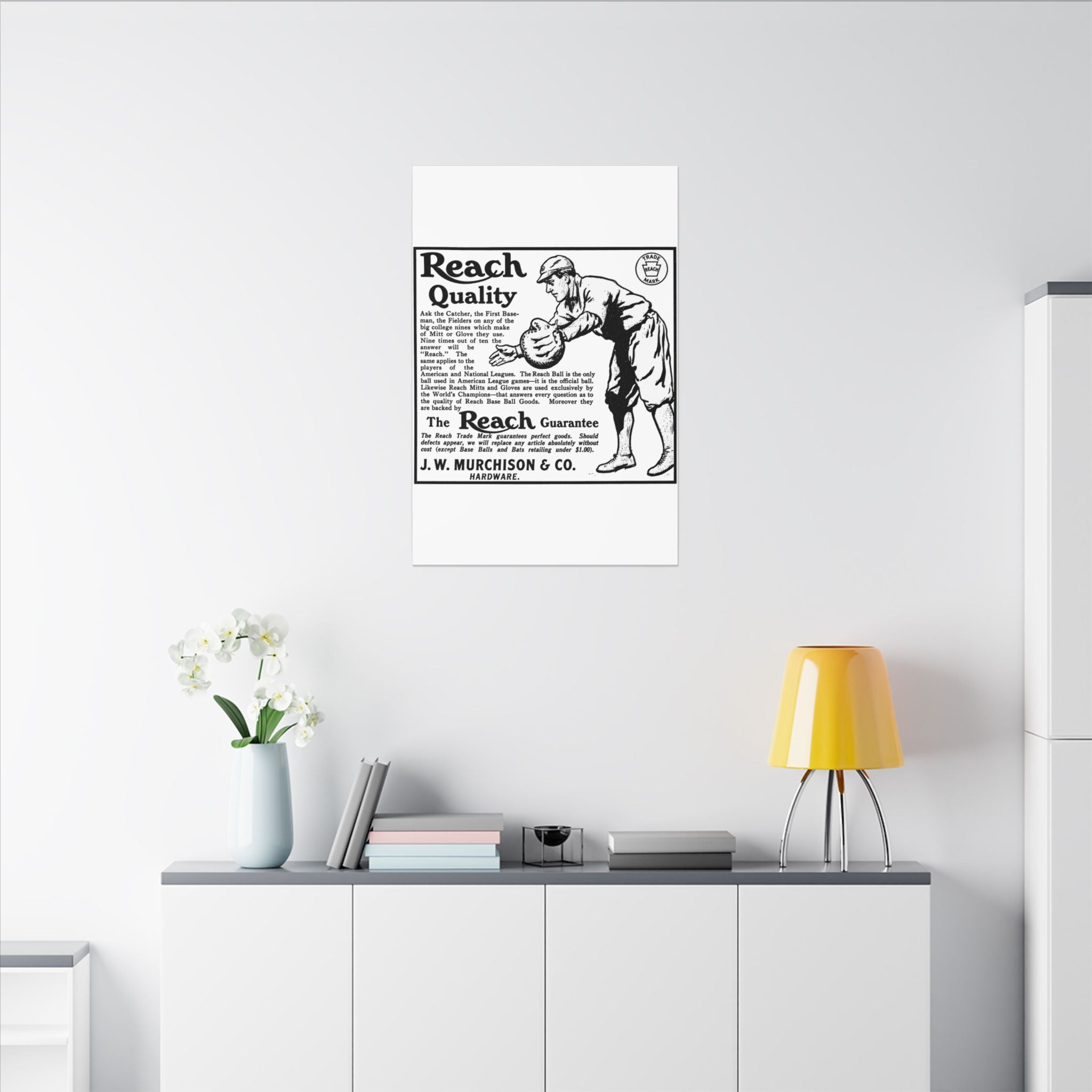 Reach Baseball Equipment — Vintage NC Newspaper Ad Canvas Print