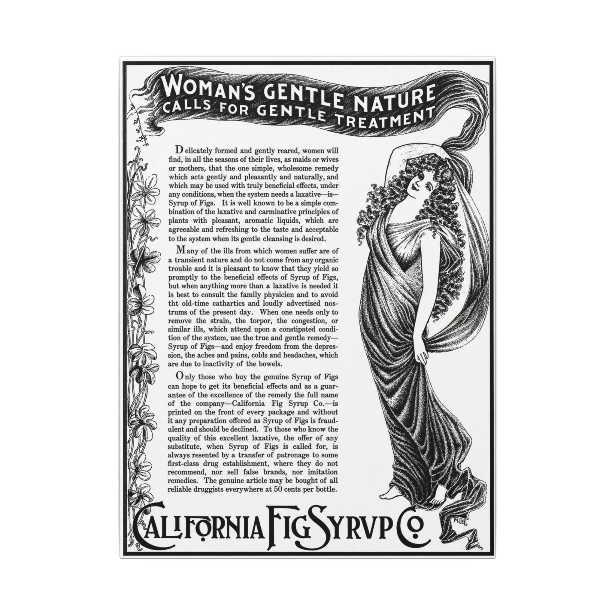 California Fig Syrup — Vintage NC Newspaper Ad Canvas Print