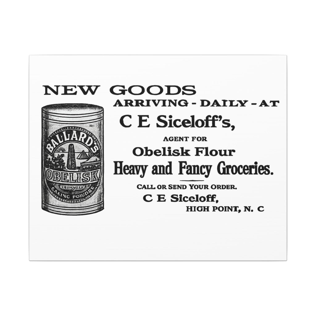 Obelisk Flour — Vintage NC Newspaper Ad Canvas Print